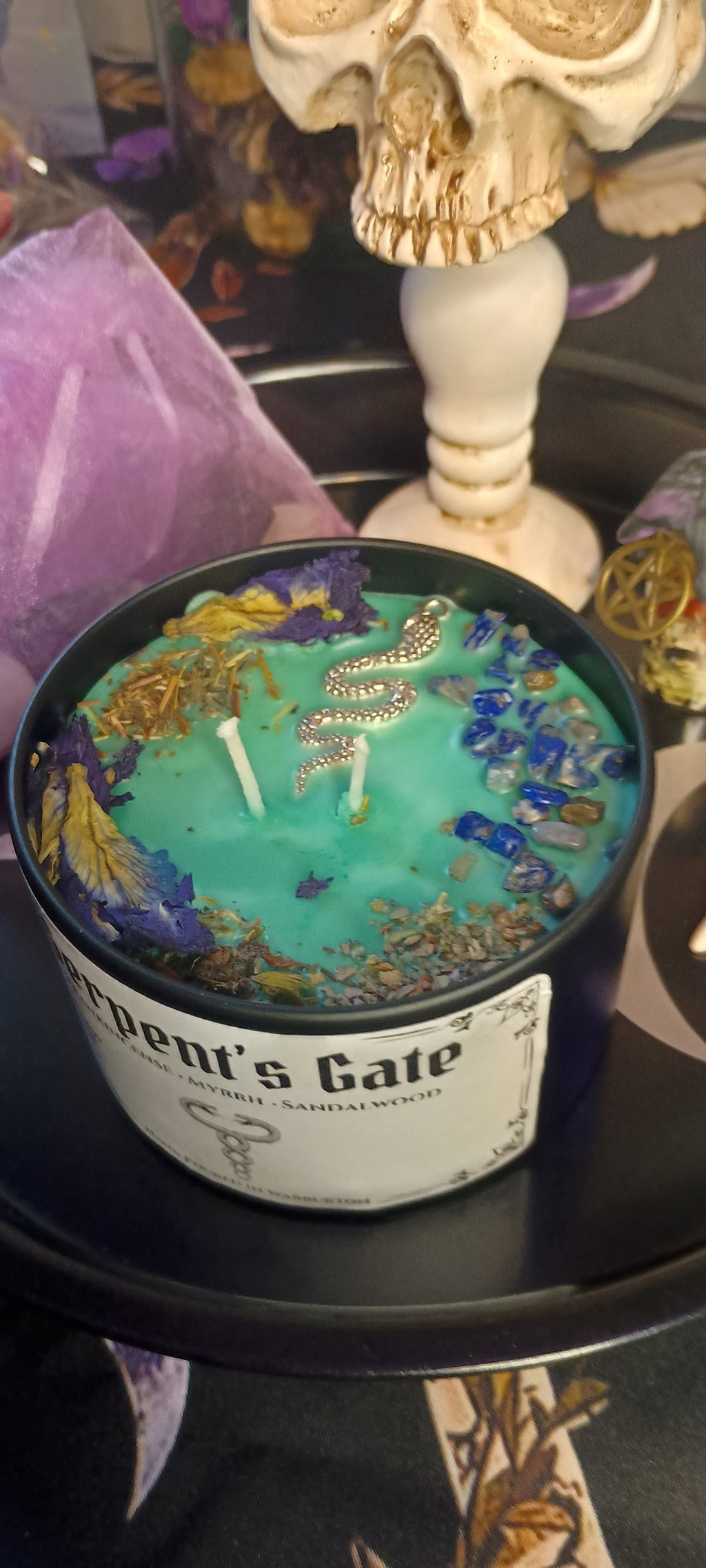 Serpents Gate Intention Candle Jar | Herb & Crystal Infused