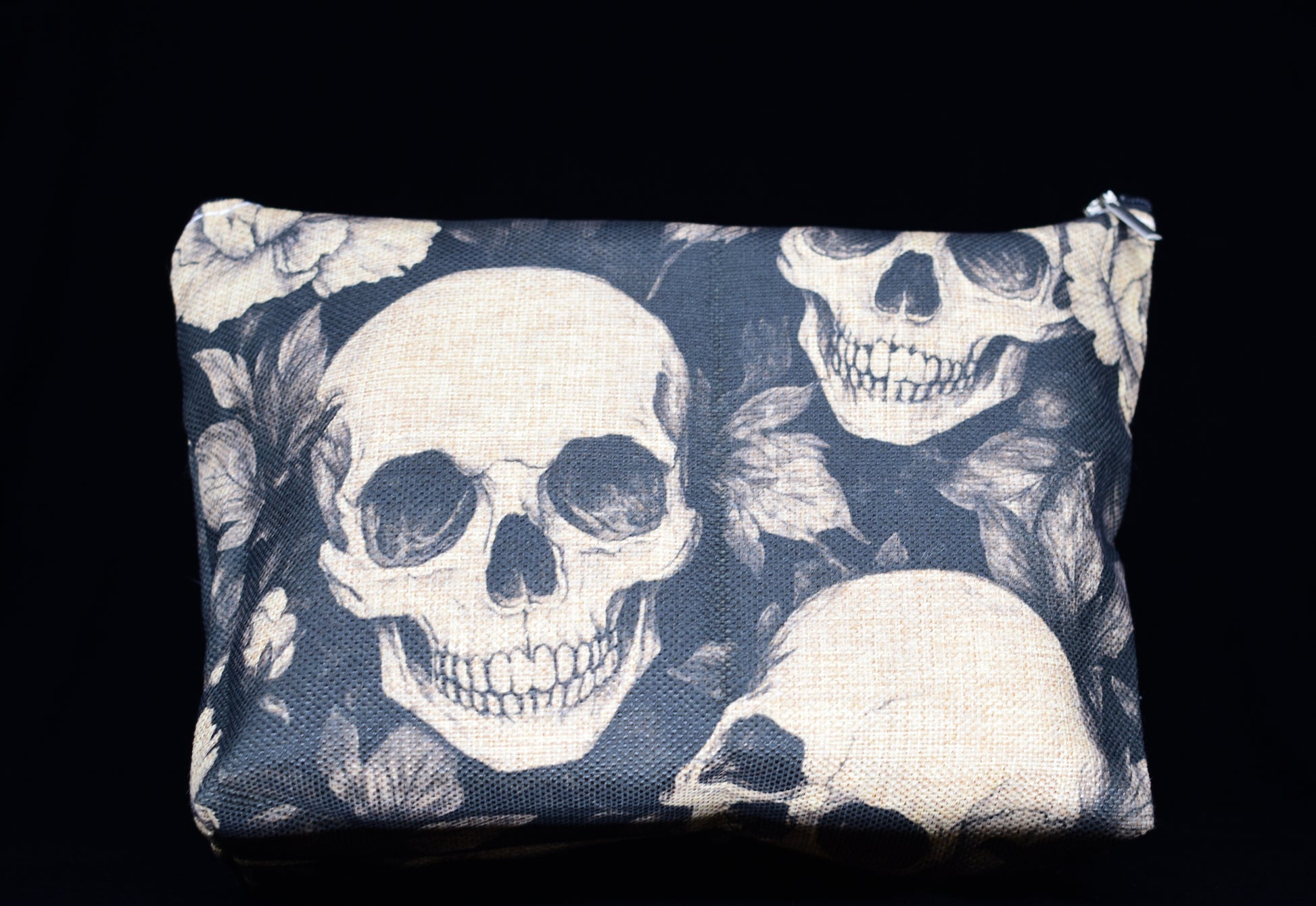 Gothic Rose and Skull Pattern Makeup Bag
