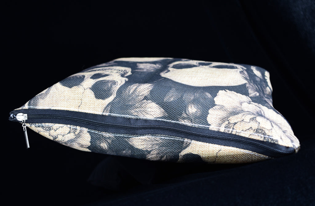 Gothic Rose and Skull Pattern Makeup Bag