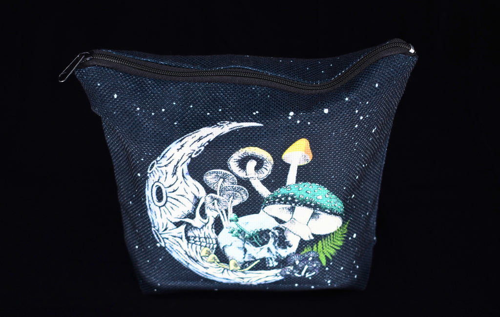 Gothic Skeleton Moon Mushroom Makeup Bag