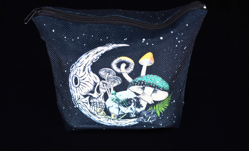 Gothic Skeleton Moon Mushroom Makeup Bag