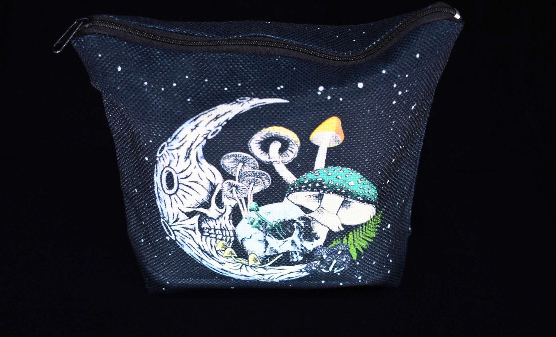 Gothic Skeleton Moon Mushroom Makeup Bag