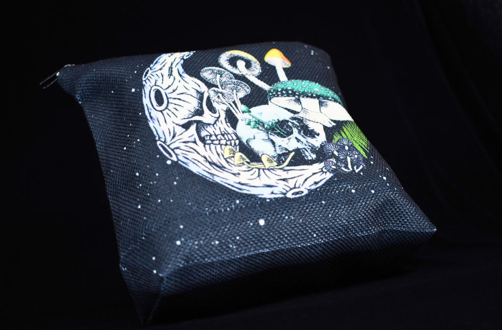 Gothic Skeleton Moon Mushroom Makeup Bag