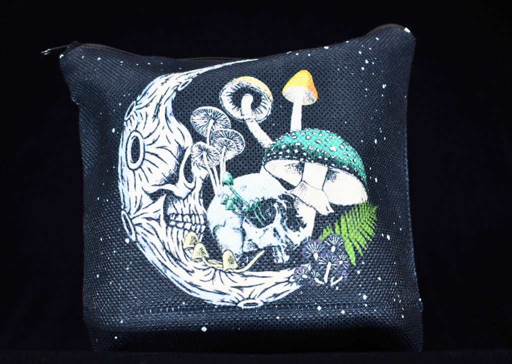 Gothic Skeleton Moon Mushroom Makeup Bag