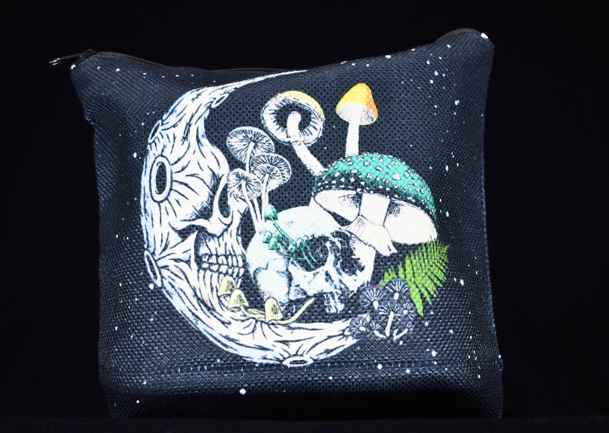 Gothic Skeleton Moon Mushroom Makeup Bag