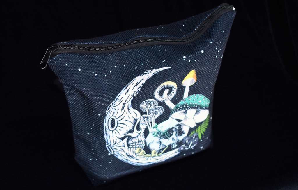 Gothic Skeleton Moon Mushroom Makeup Bag