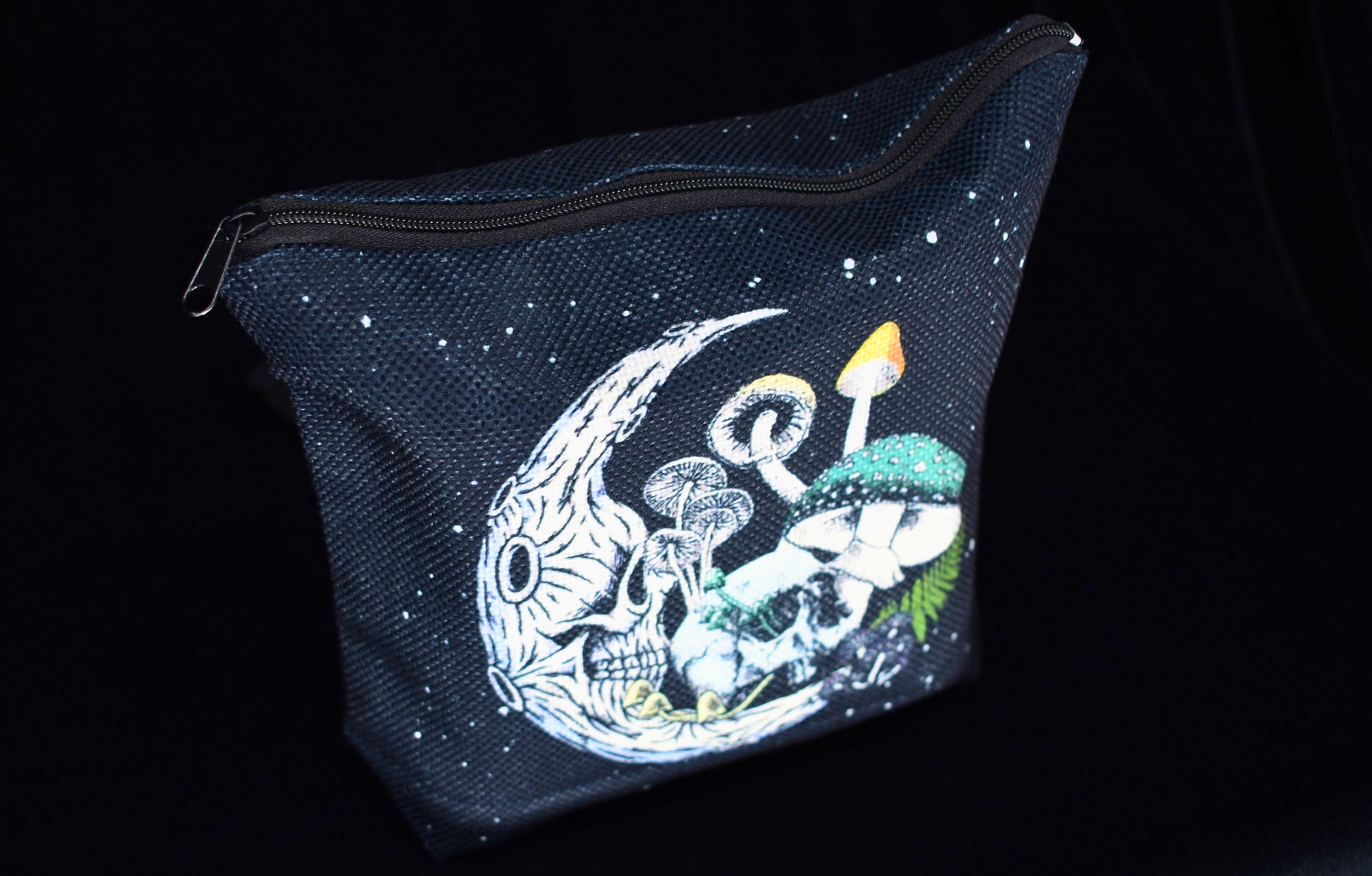Gothic Skeleton Moon Mushroom Makeup Bag