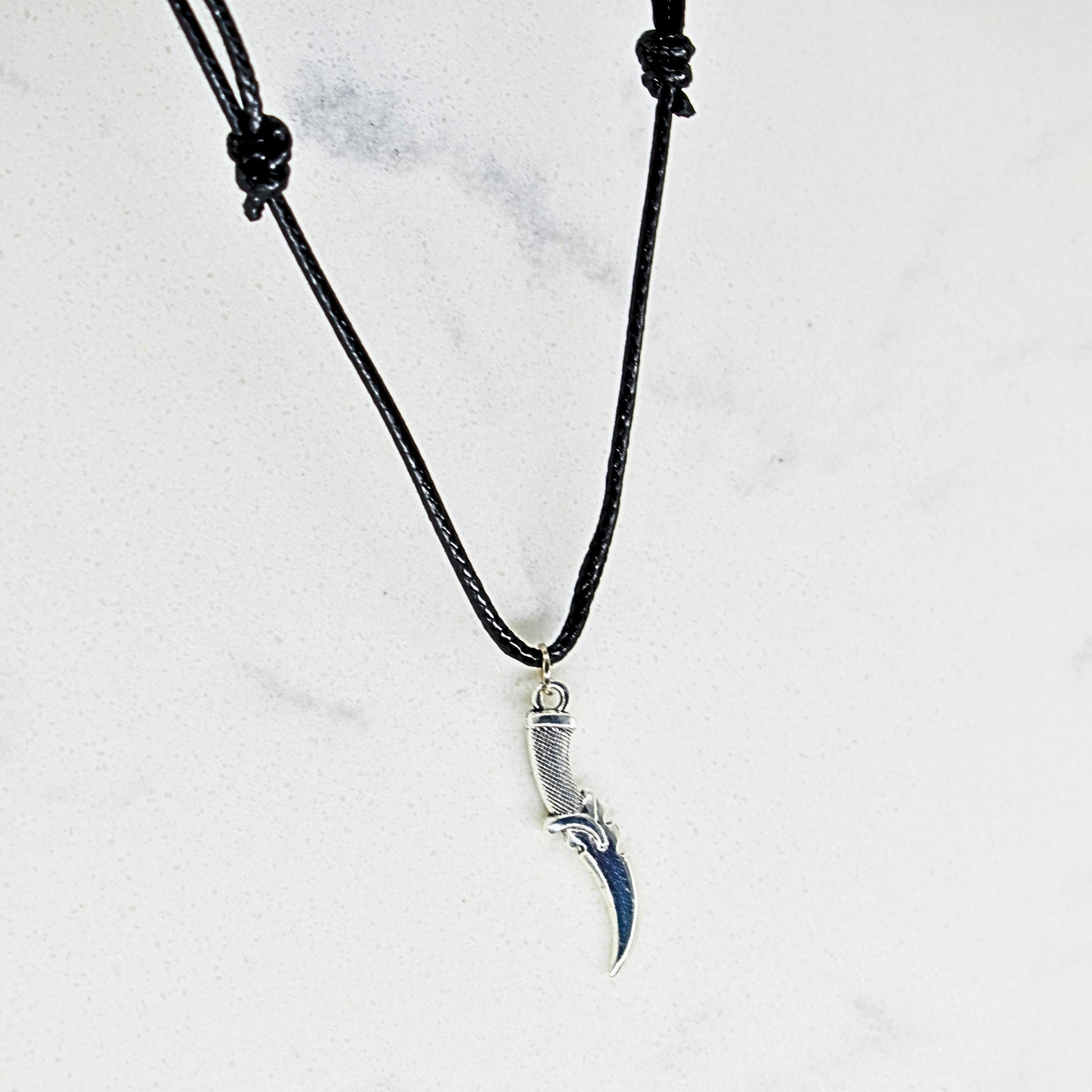 Assassin Dagger Black Cord Necklace