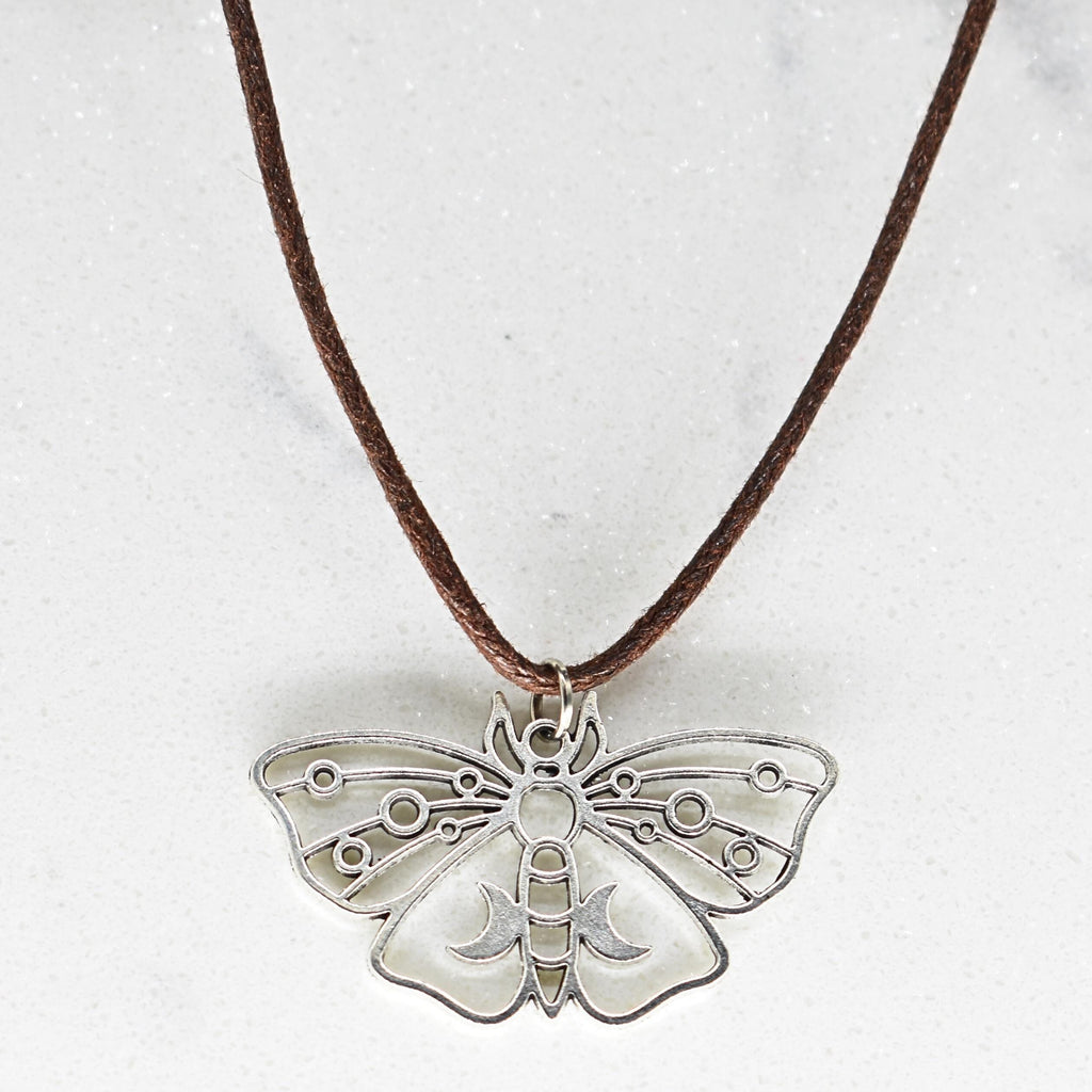 Moth Brown Cord Necklace