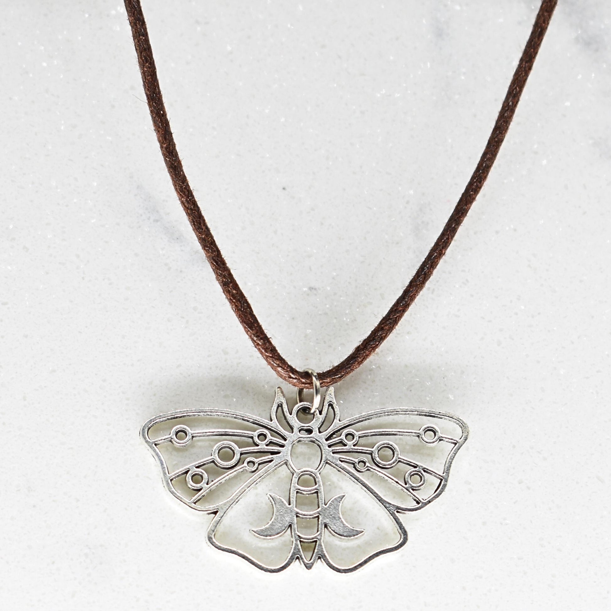 Moth Brown Cord Necklace