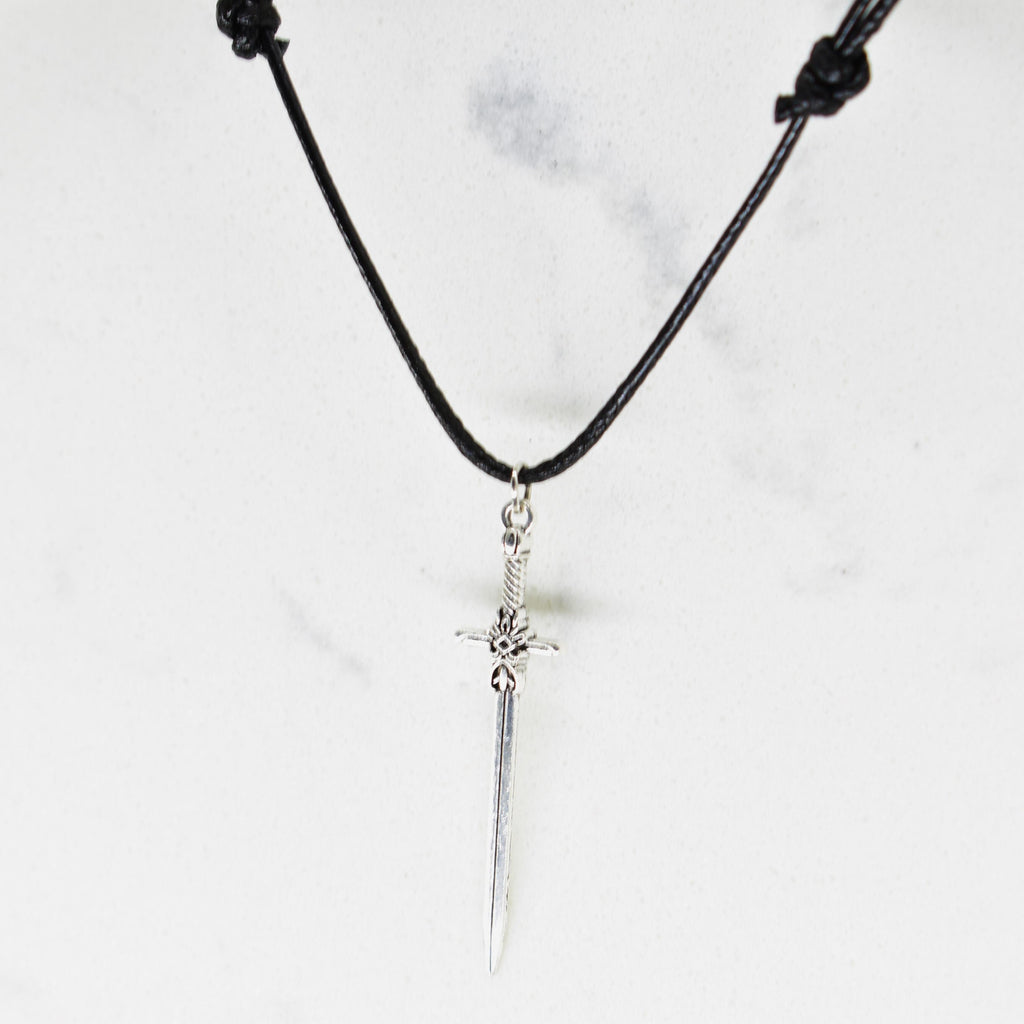 Sword Medieval Fantasy Black Cord Necklace