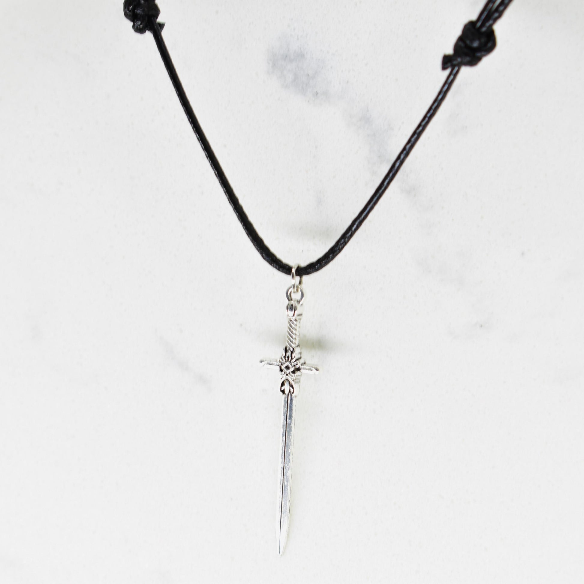 Sword Medieval Fantasy Black Cord Necklace