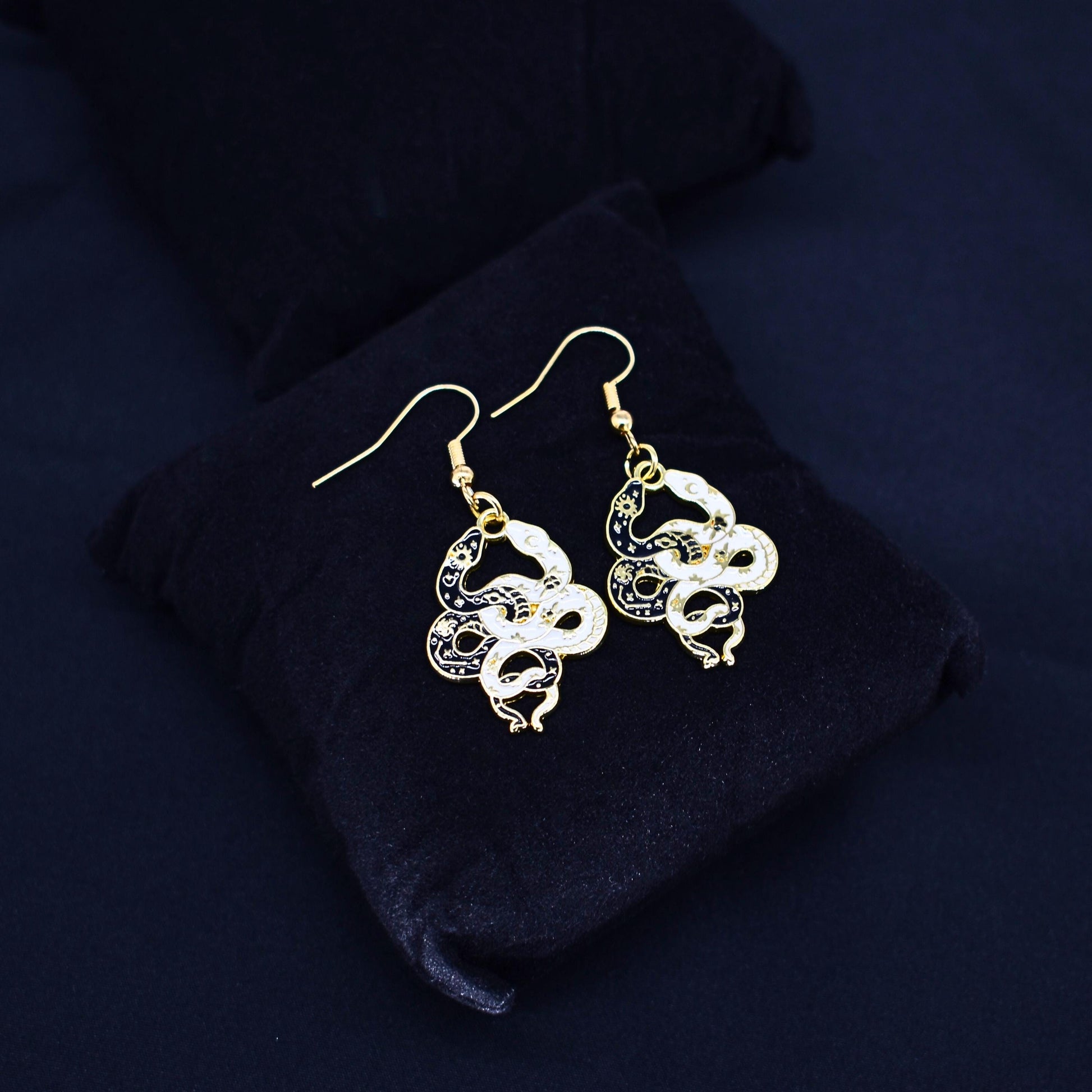 Bohemian Snake Boho Gold Hook Earring Set