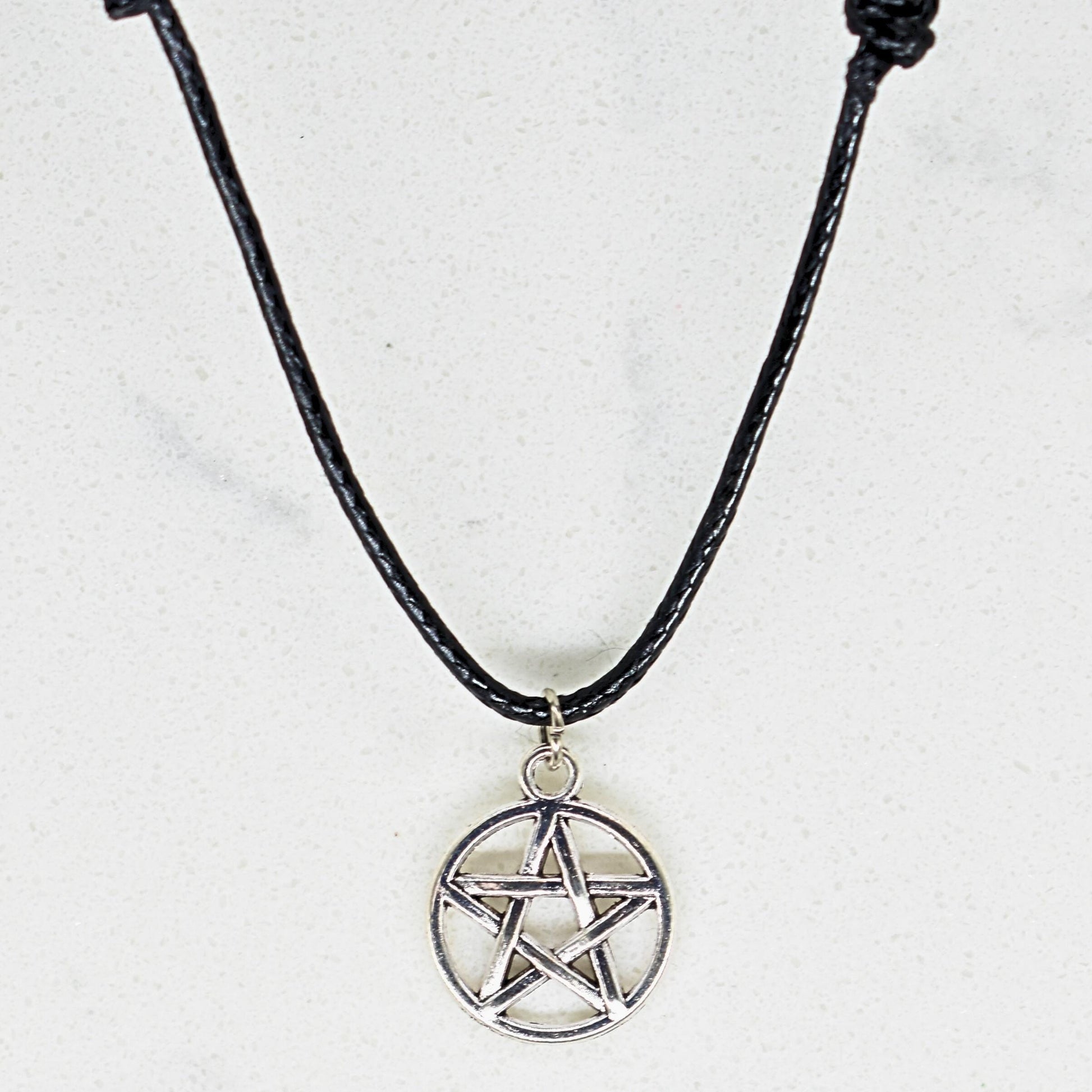 Pentagram Black Cord Necklace