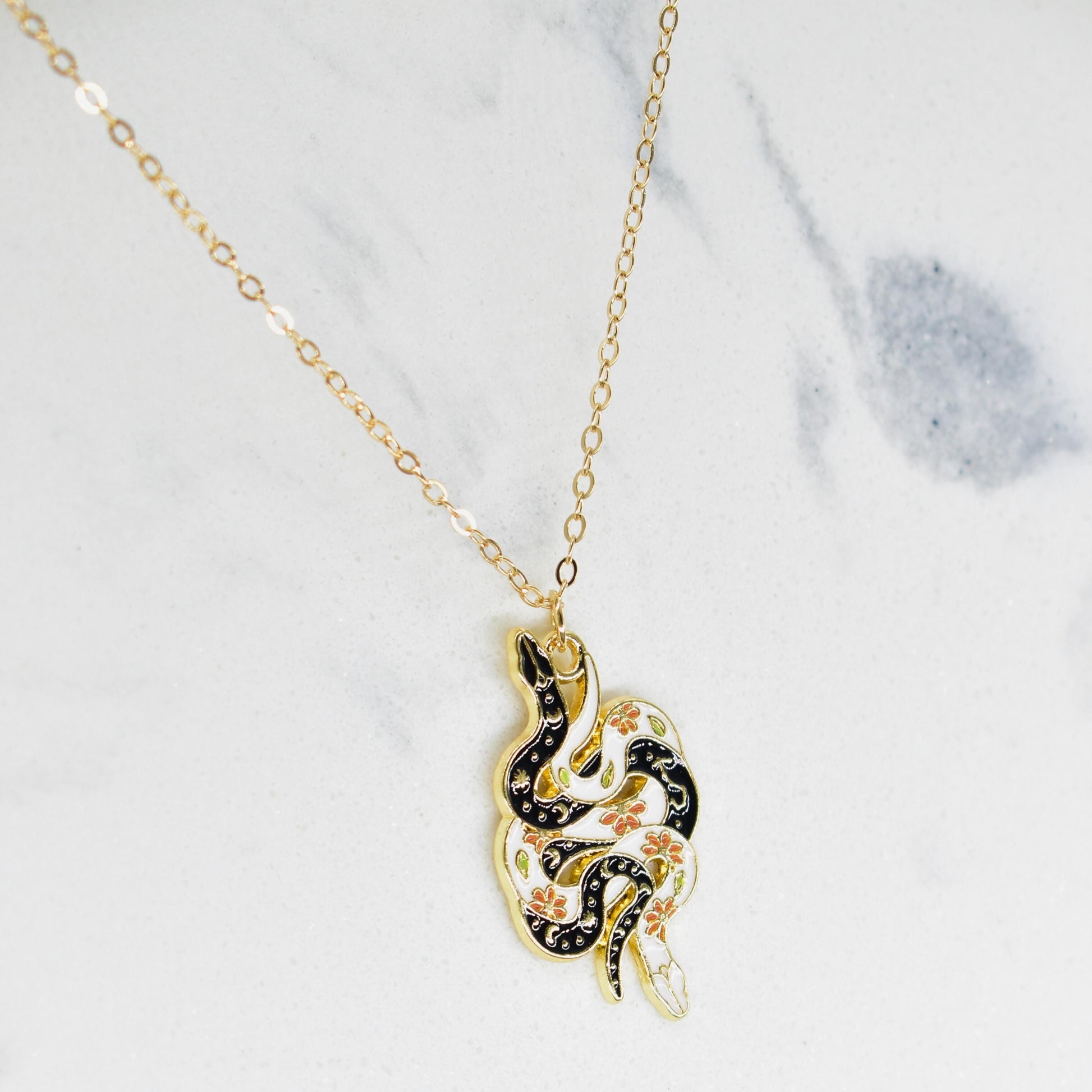 Bohemian Snakes Up & Down Boho Gold Chain Necklace