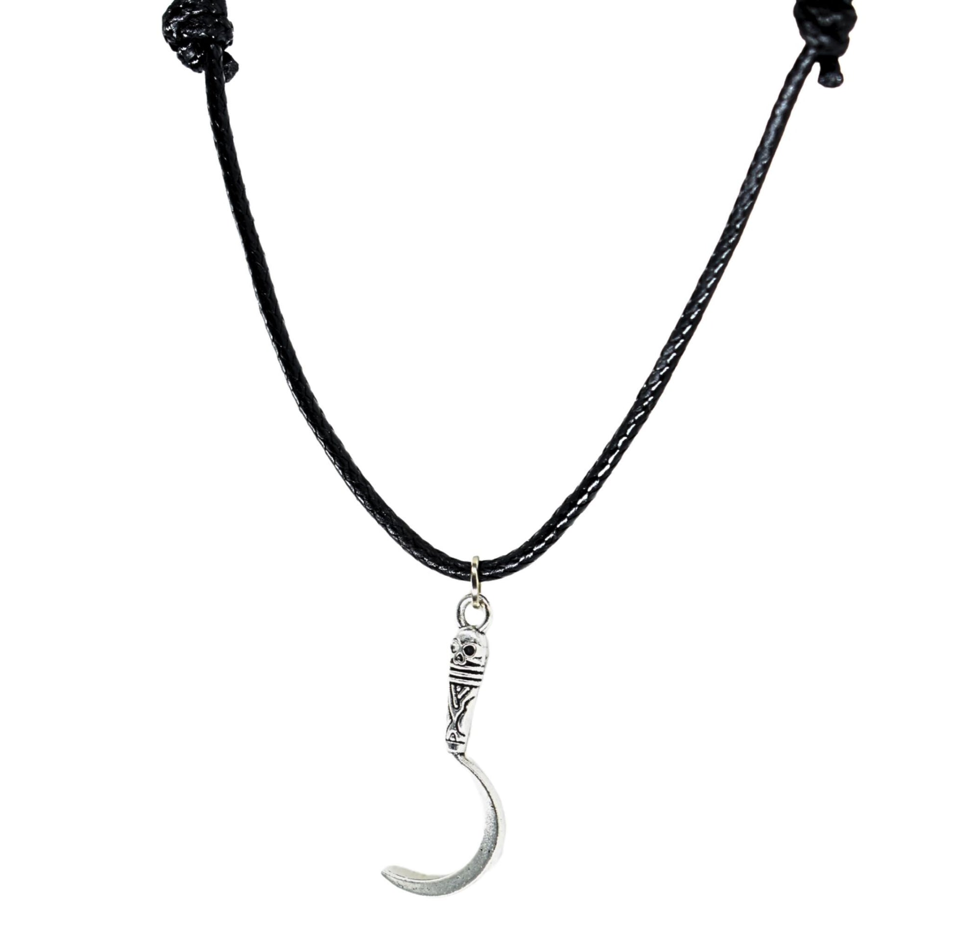 Sickle Fantasy Black Cord Necklace