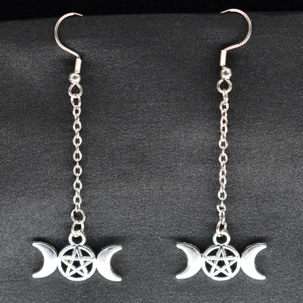 Moon Goddess Silver Hook Earring Set