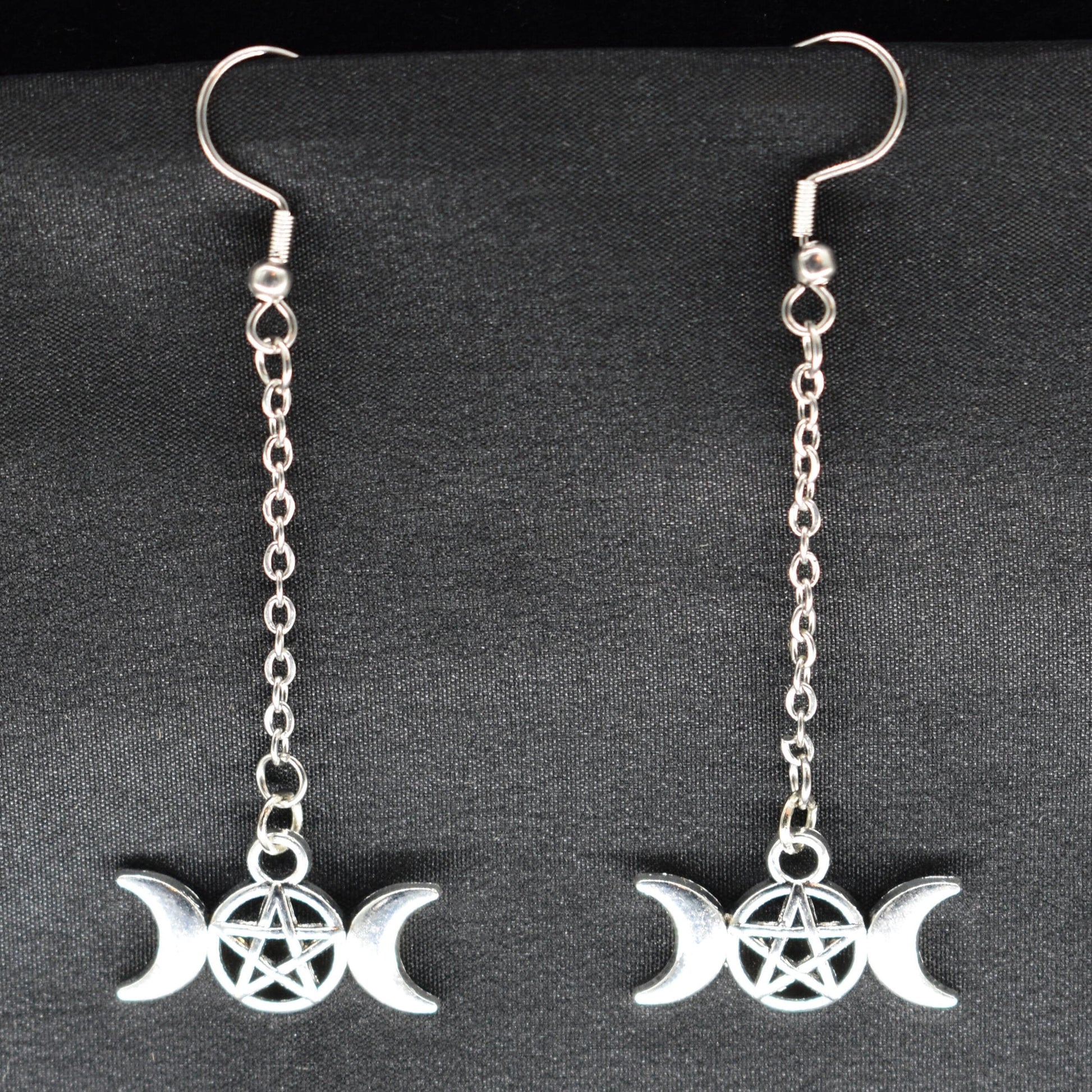 Moon Goddess Silver Hook Earring Set