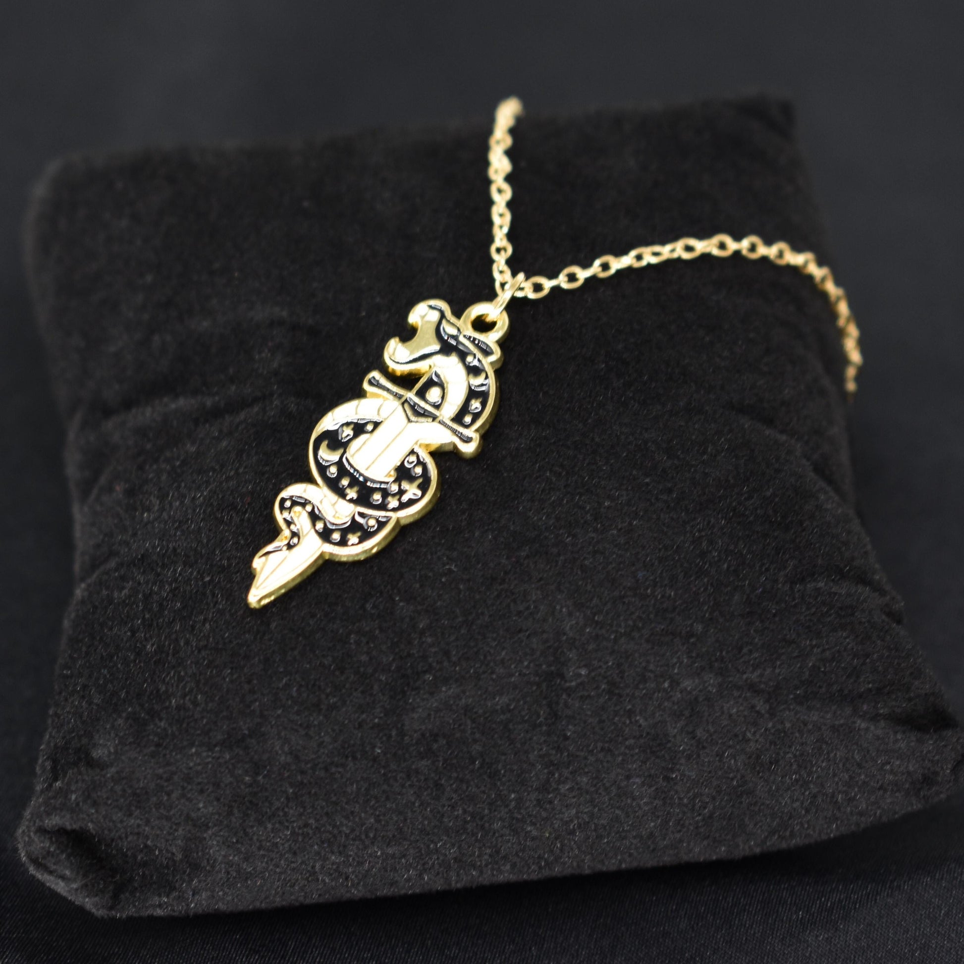 Bohemian Snake Sword Dagger Gold Chain Boho Necklace