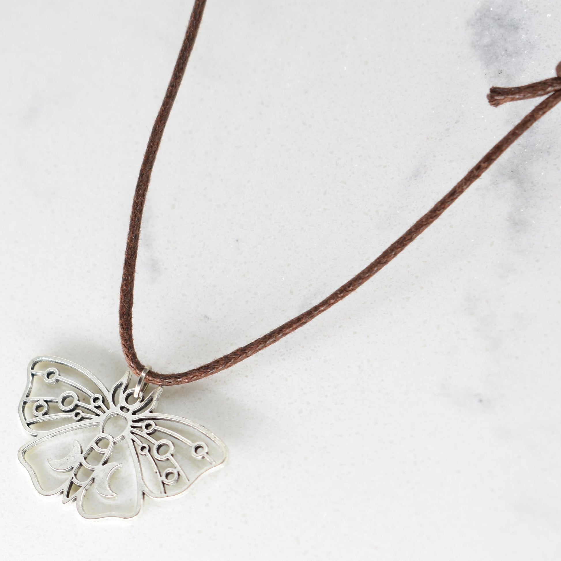 Moth Brown Cord Necklace