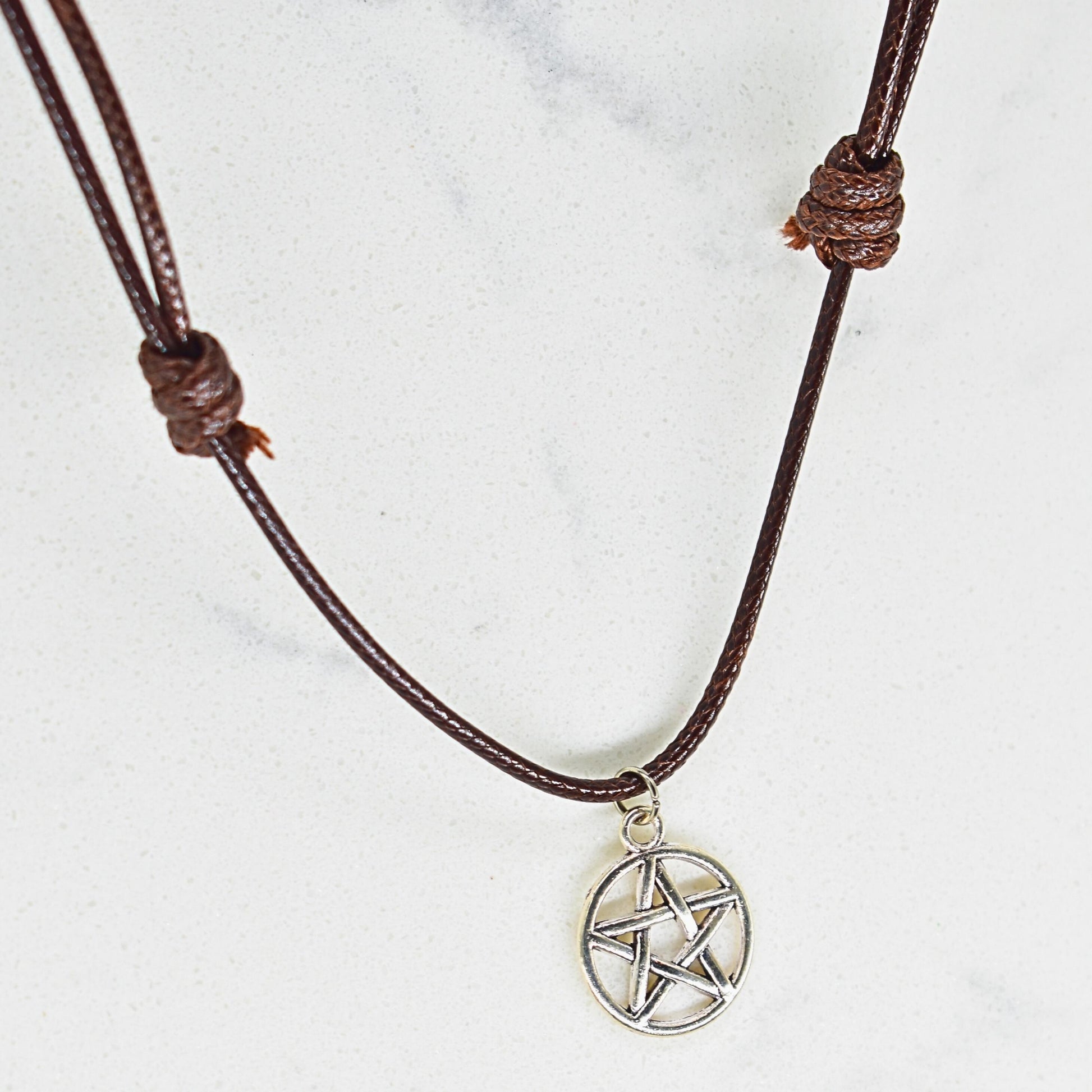 Pentagram Brown Cord Bracelet