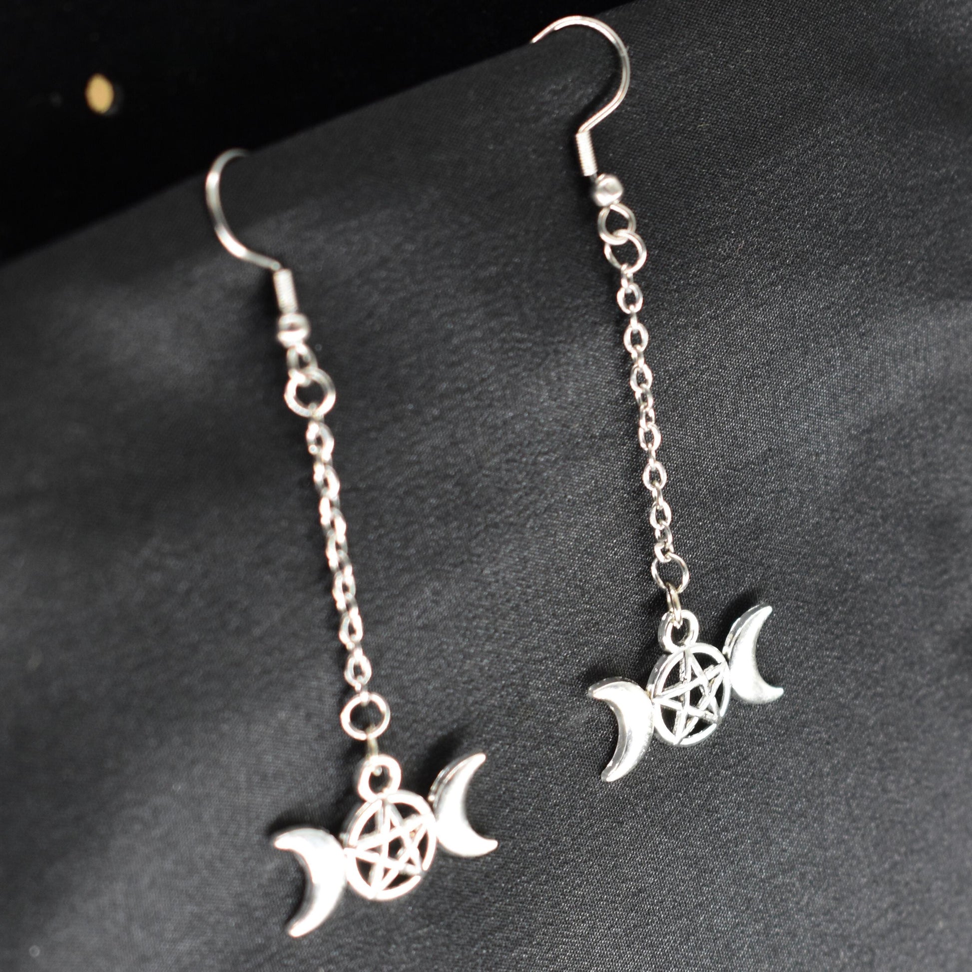 Moon Goddess Silver Hook Earring Set