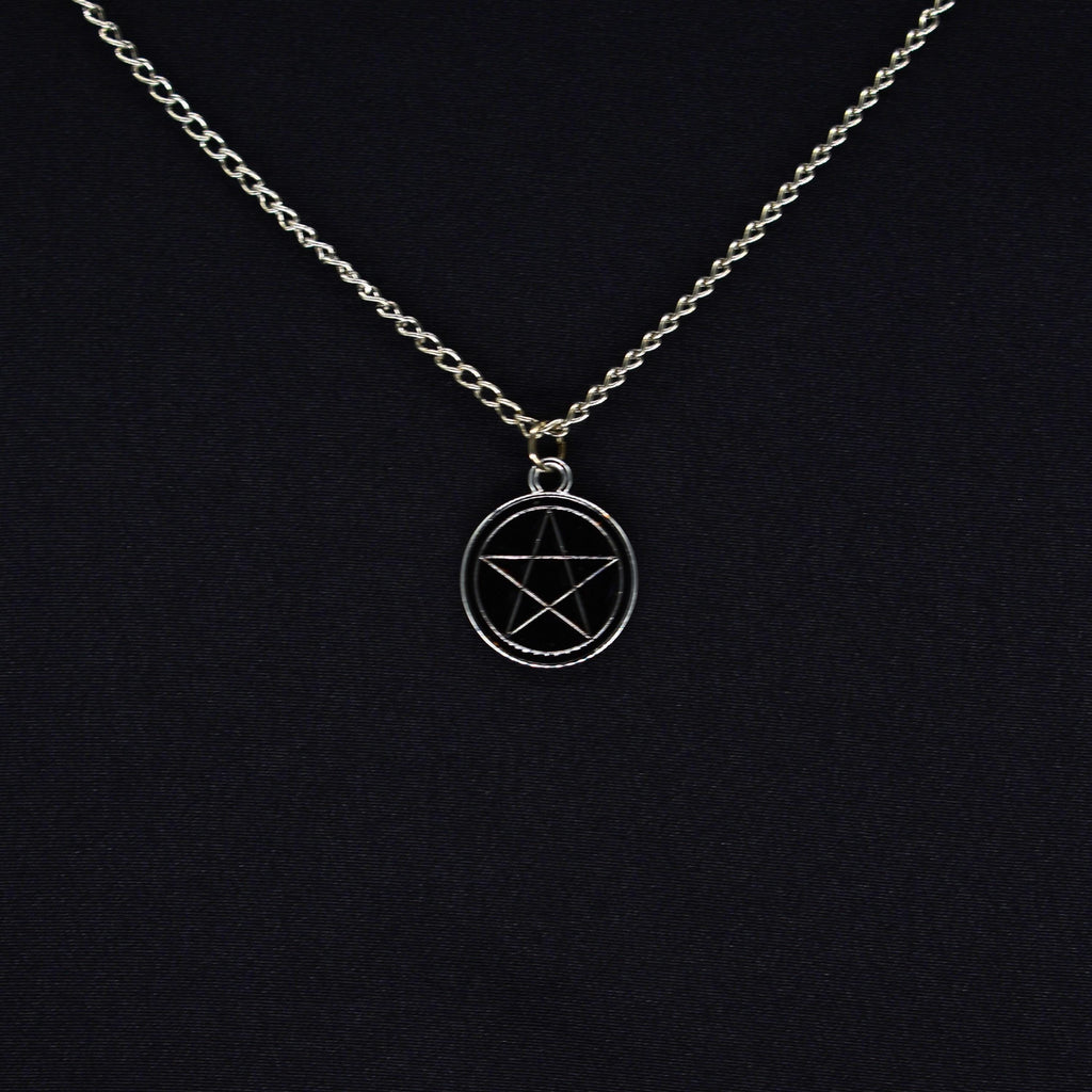 Pentagram Enamel Silver Chain Necklace