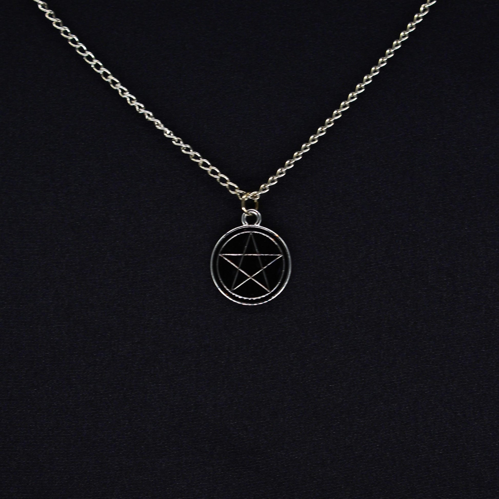 Pentagram Enamel Silver Chain Necklace