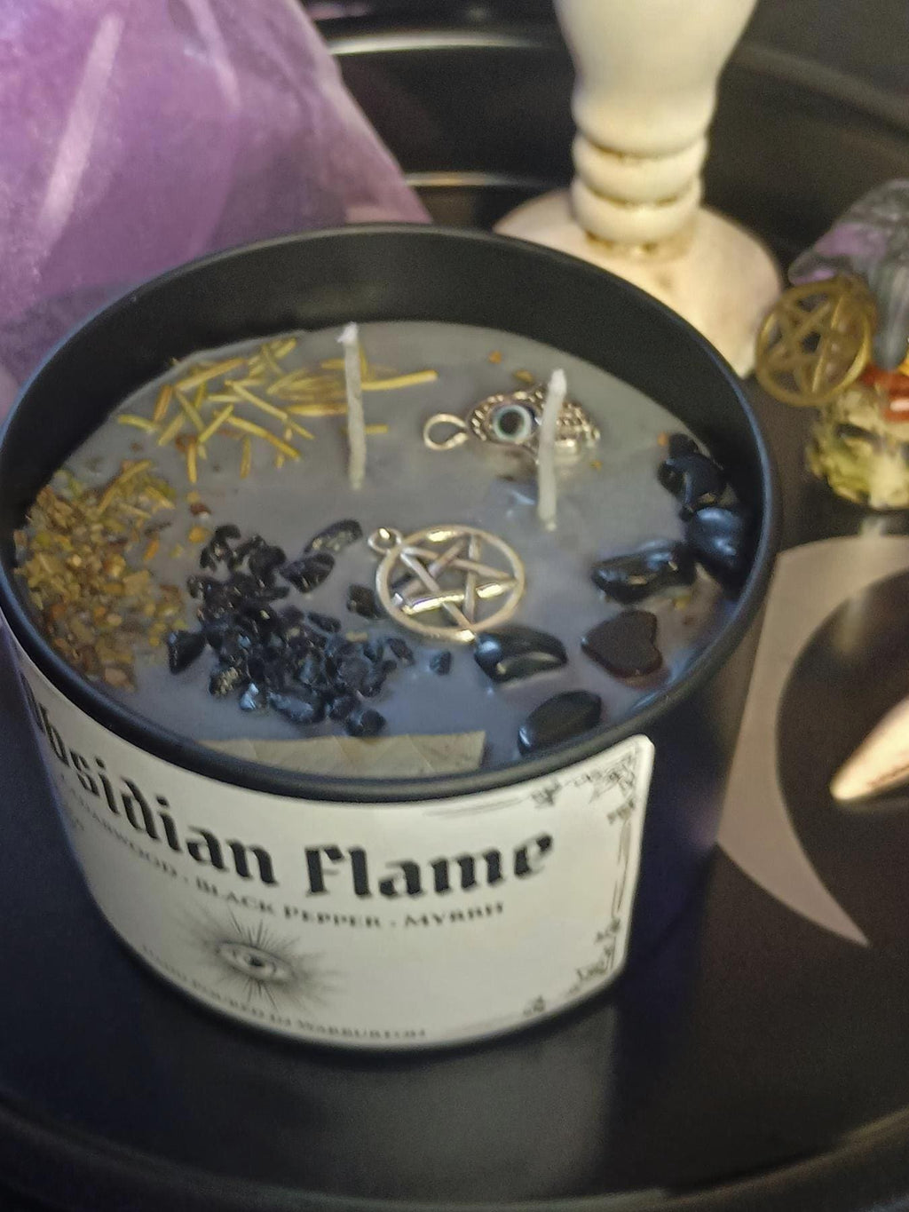 Obisidan Flame Intention Candle Jar