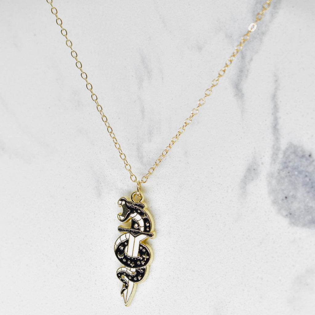 Bohemian Snake Sword Dagger Gold Chain Boho Necklace