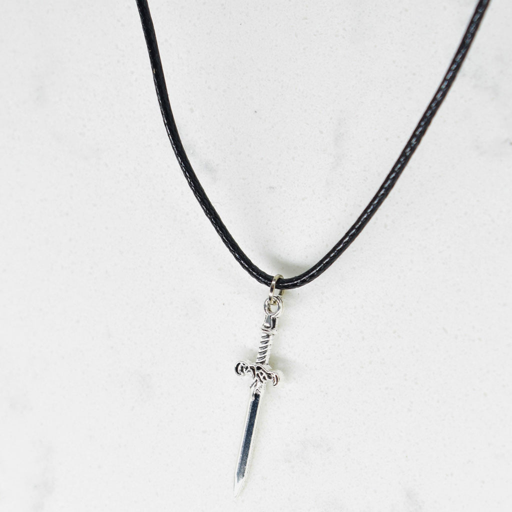 Mystic Elven Dagger Black Cord Necklace