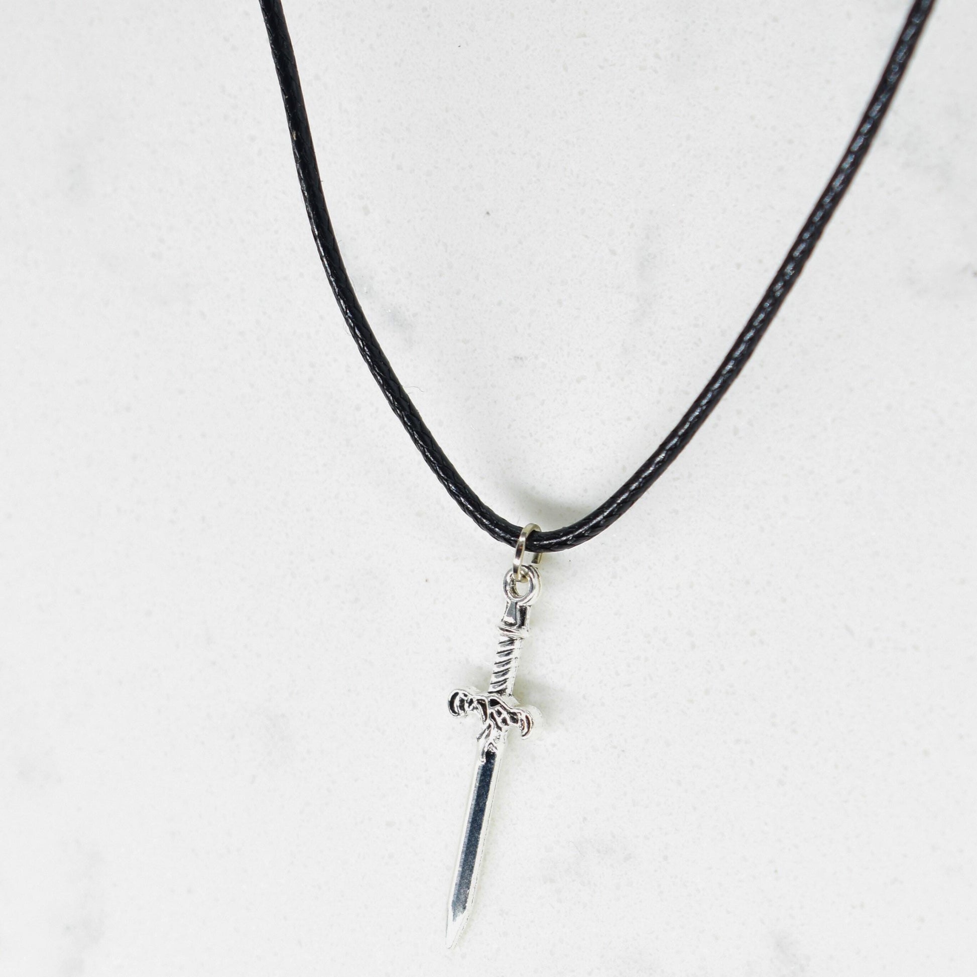 Mystic Elven Dagger Black Cord Necklace