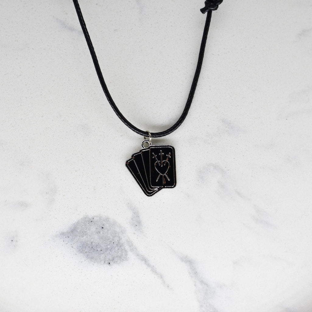 Tarot Cards Black Cord Enamel Necklace