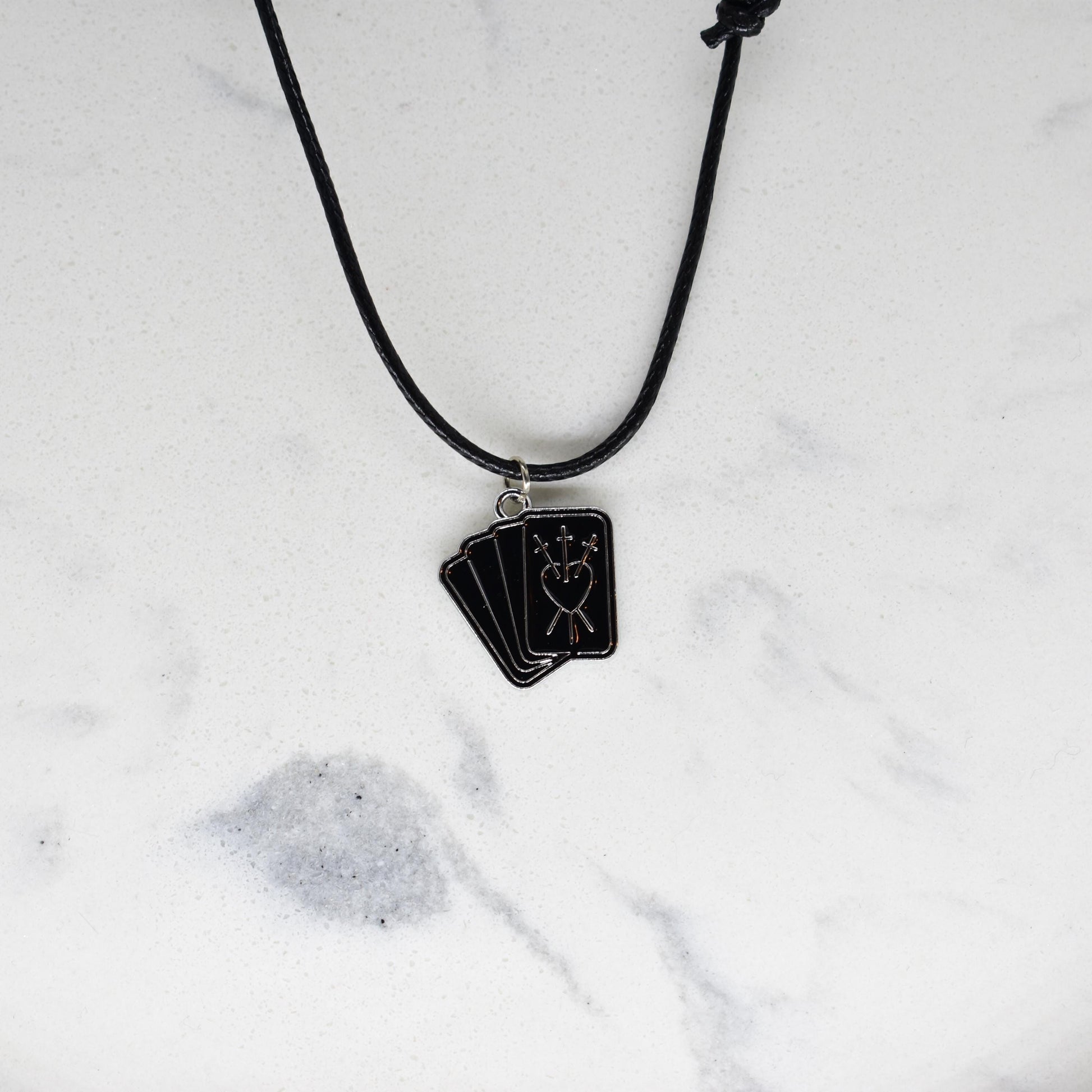Tarot Cards Black Cord Enamel Necklace