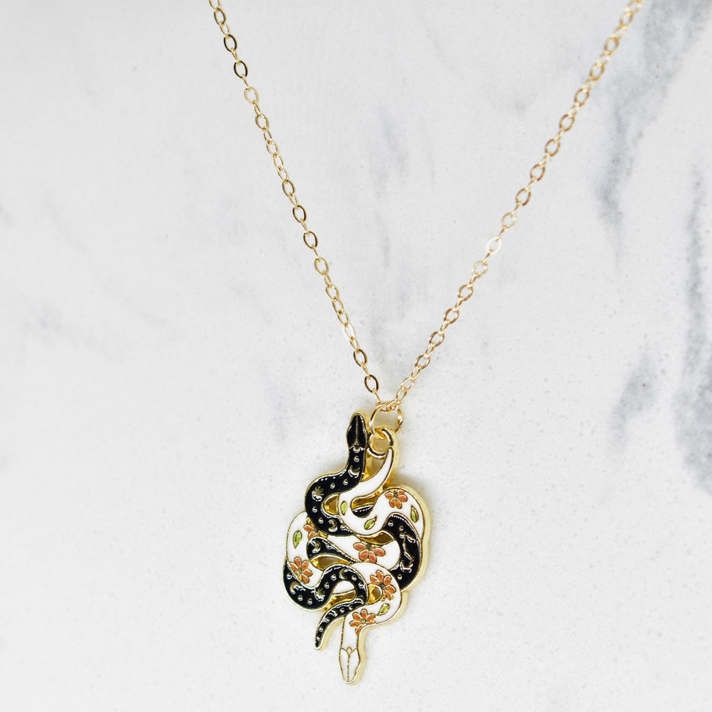 Bohemian Snakes Up & Down Boho Gold Chain Necklace