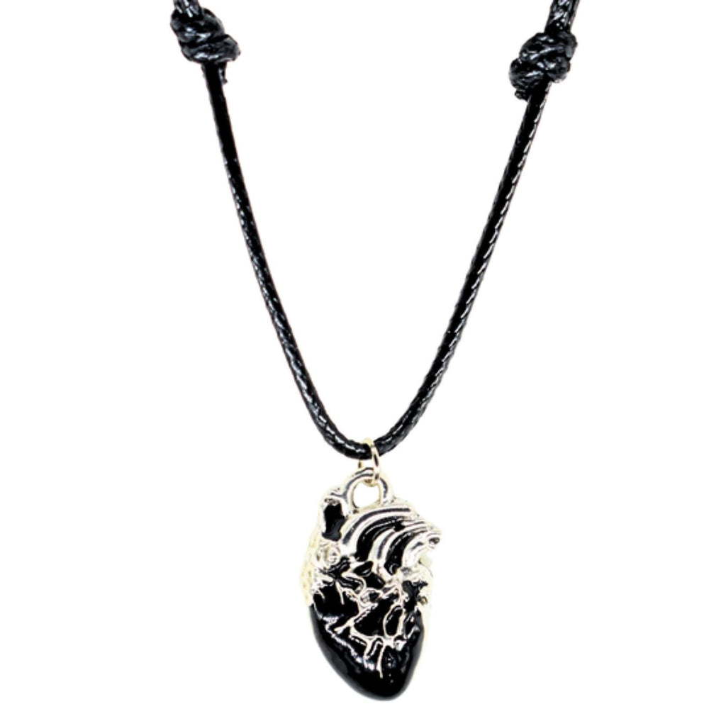Black Heart Black Cord Necklace