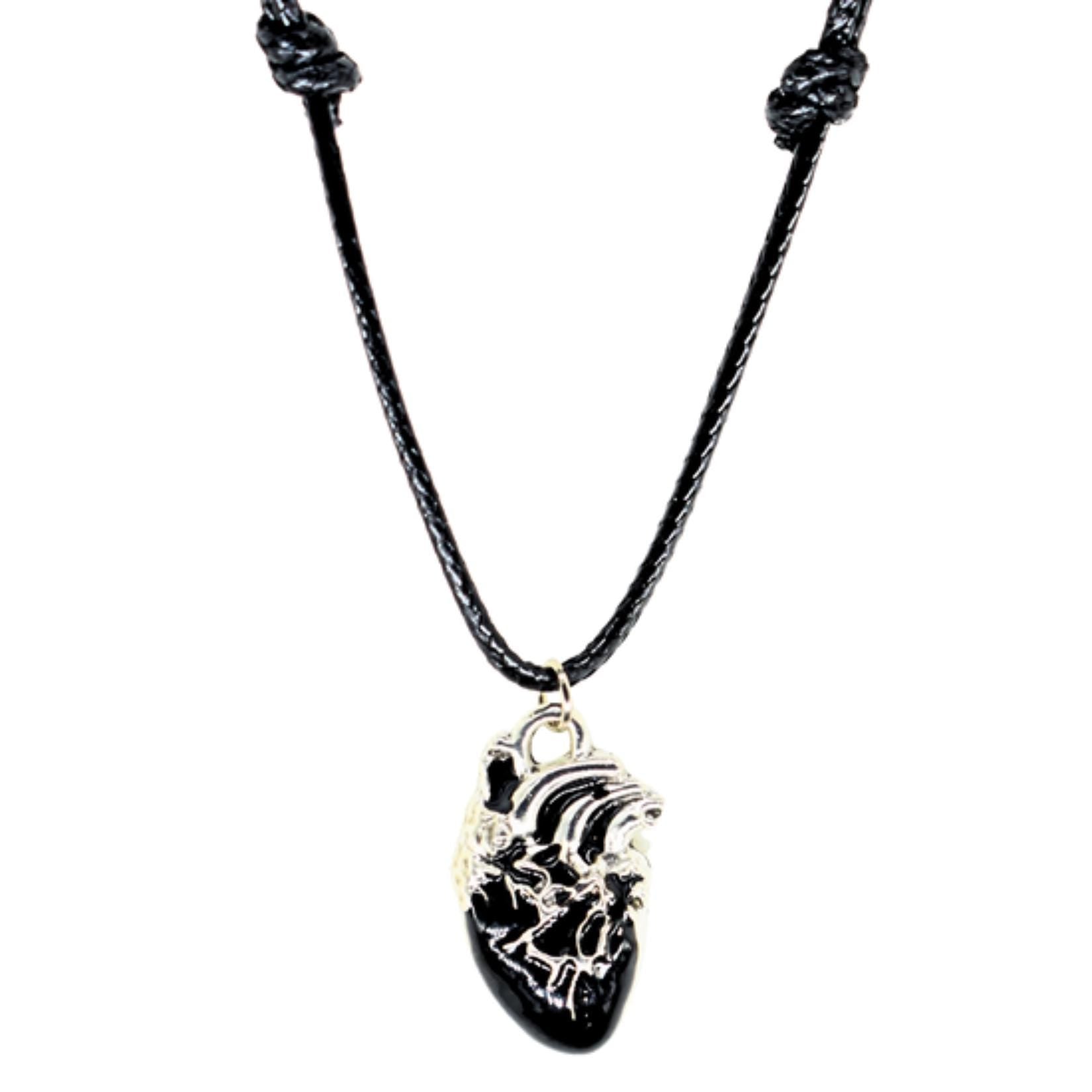 Black Heart Black Cord Necklace