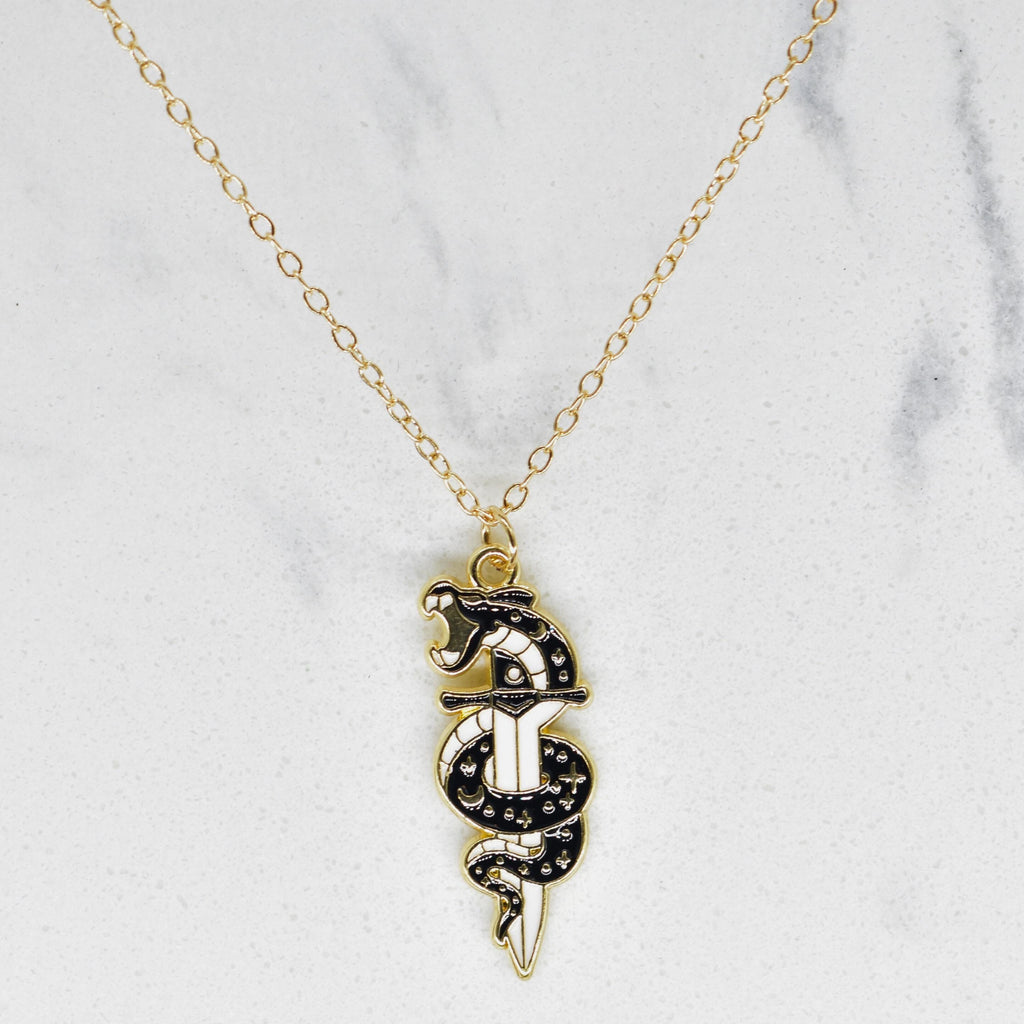 Bohemian Snake Sword Dagger Gold Chain Boho Necklace