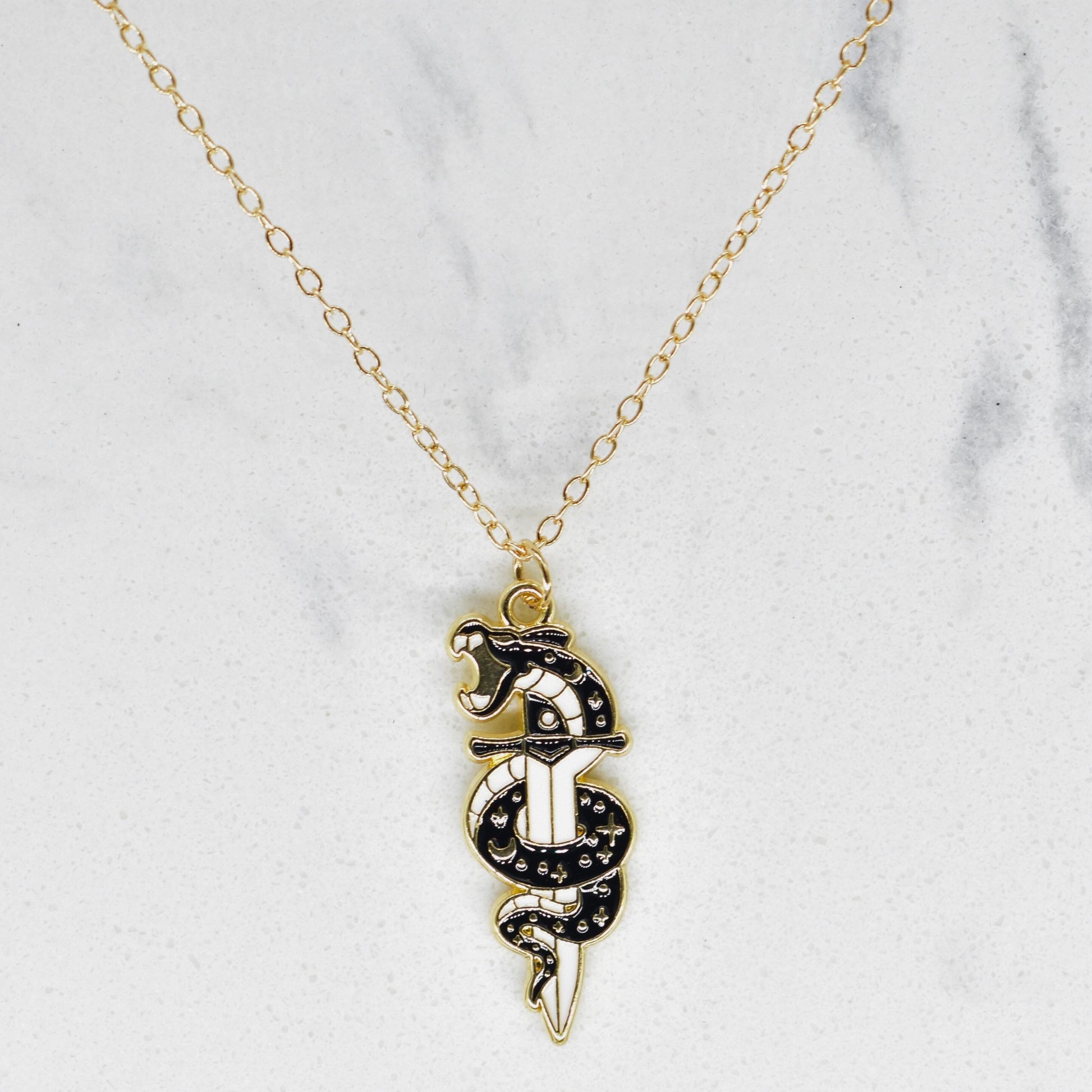 Bohemian Snake Sword Dagger Gold Chain Boho Necklace