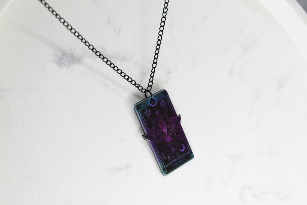 The Devil Tarot Card Black Chain Necklace
