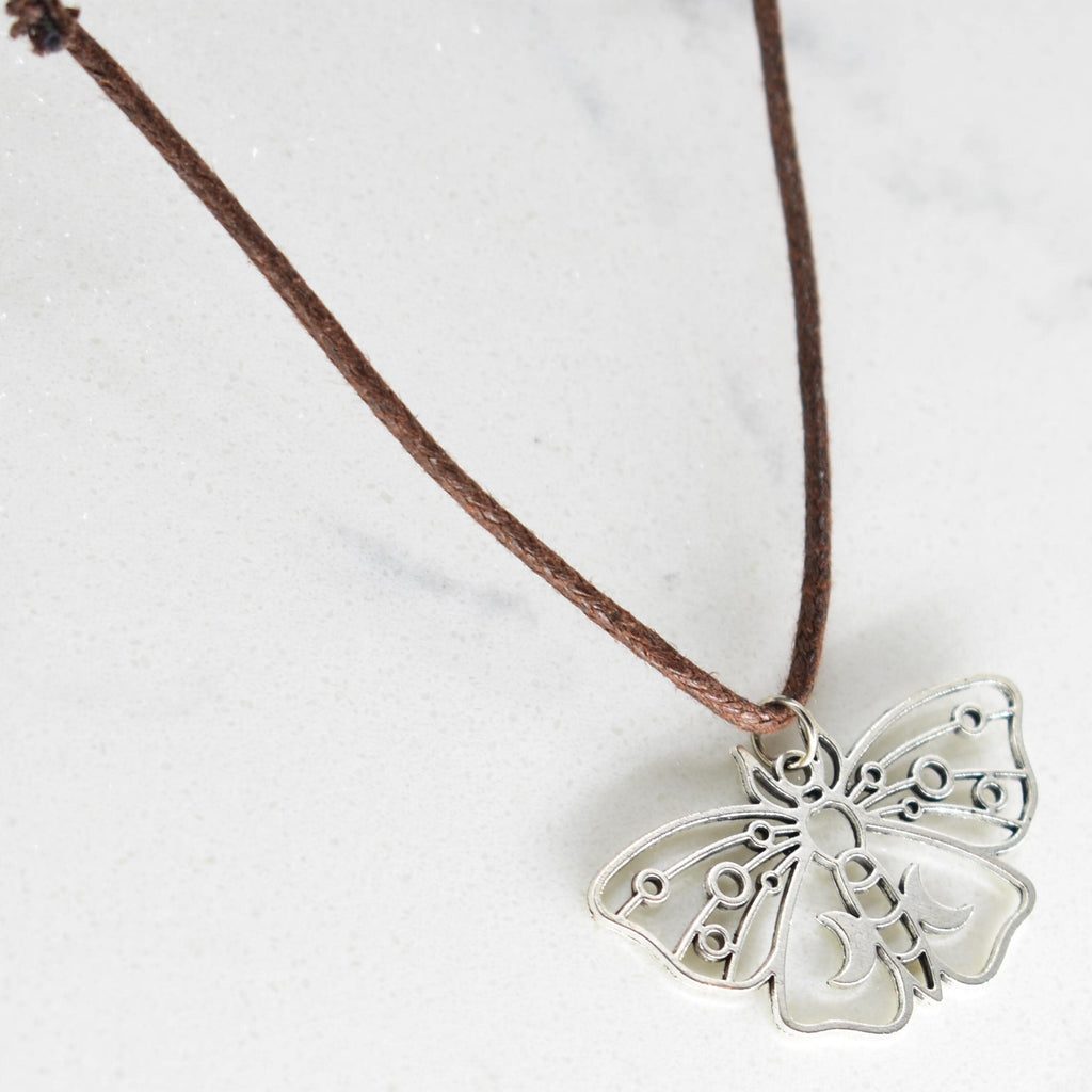 Moth Brown Cord Necklace