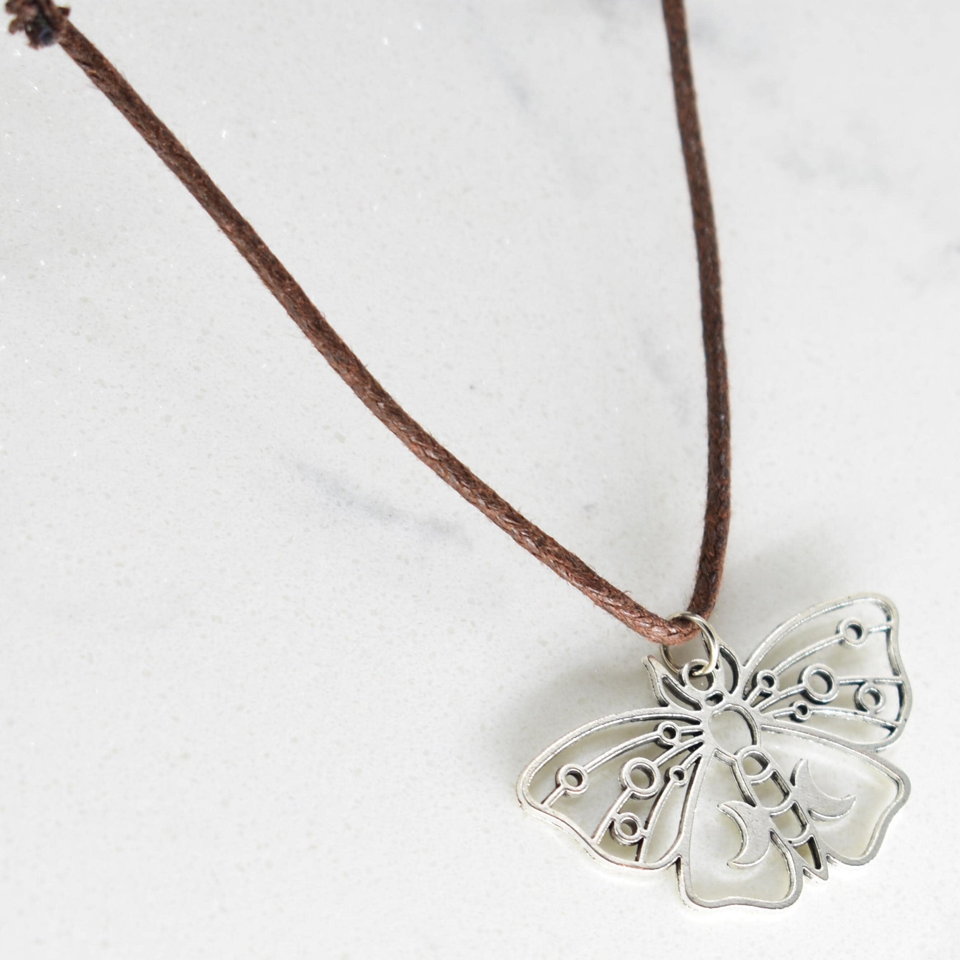 Moth Brown Cord Necklace