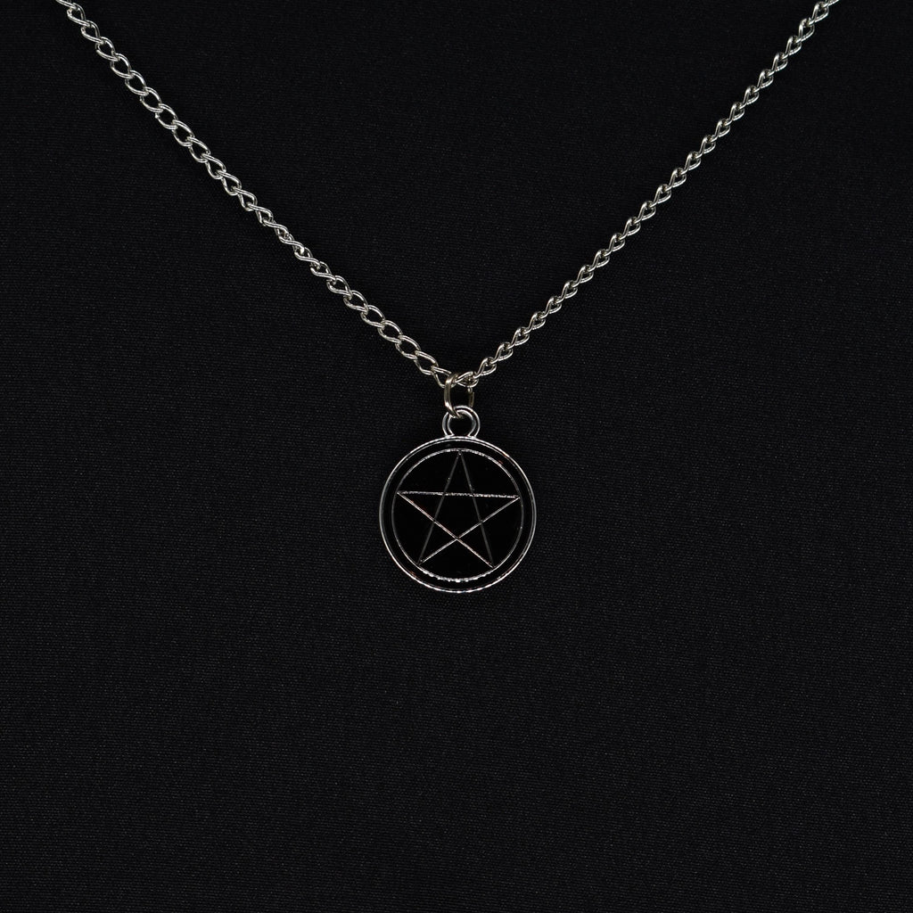 Pentagram Enamel Silver Chain Necklace