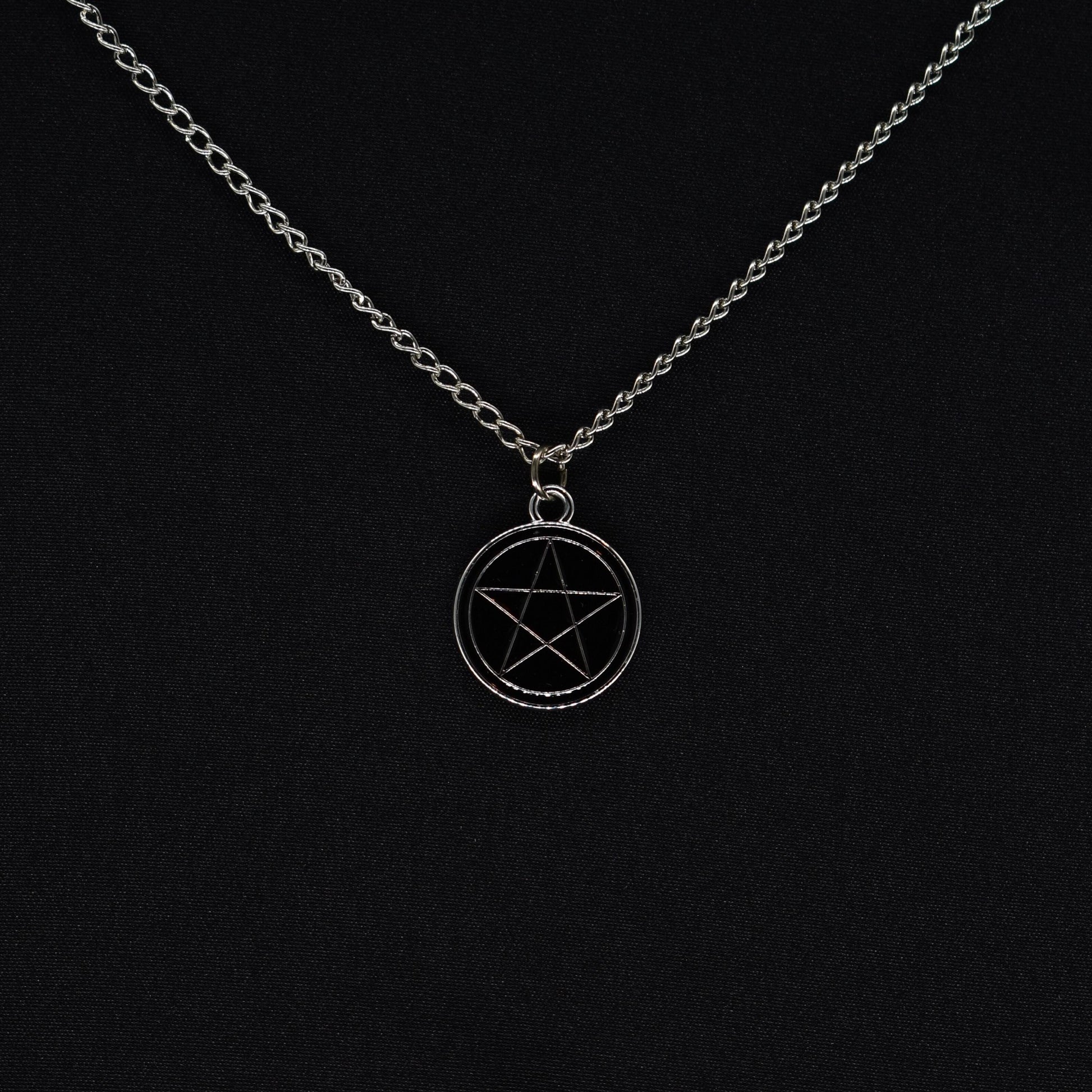Pentagram Enamel Silver Chain Necklace