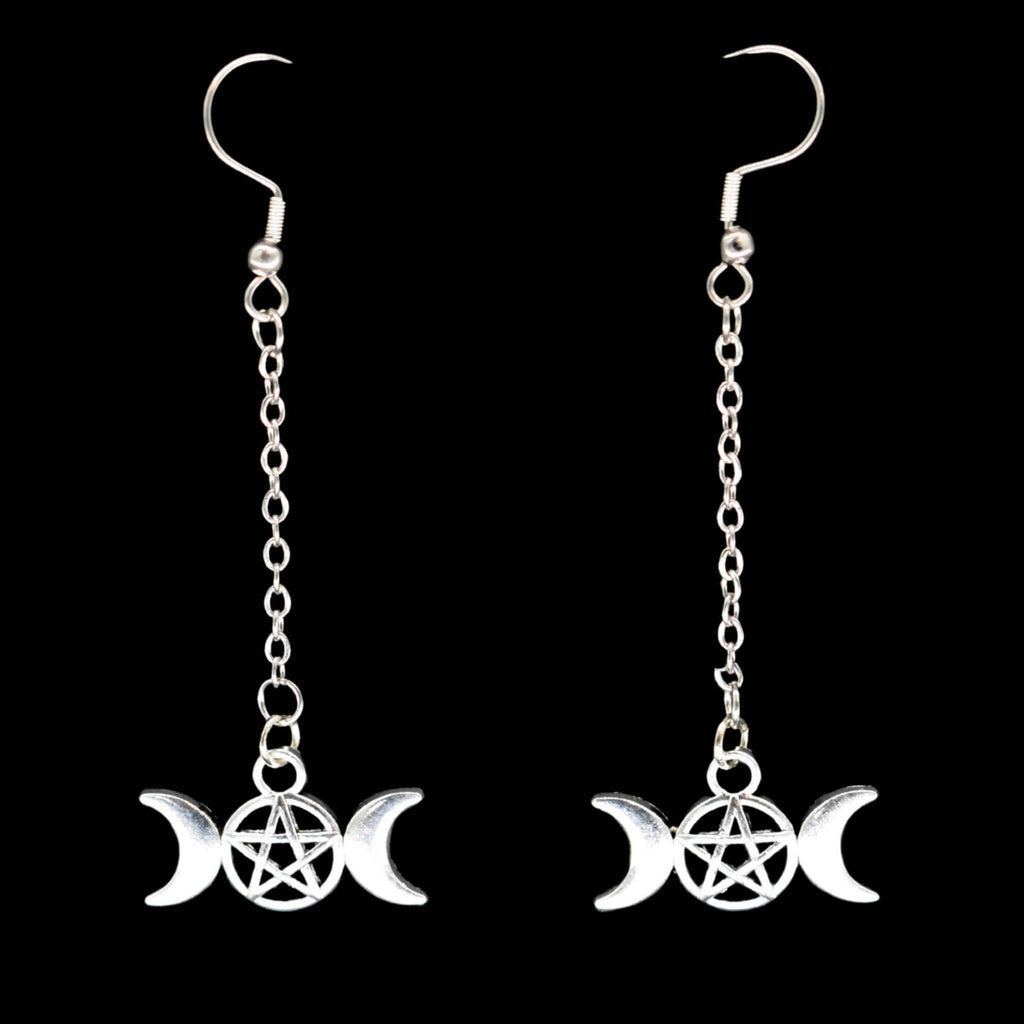Moon Goddess Silver Hook Earring Set