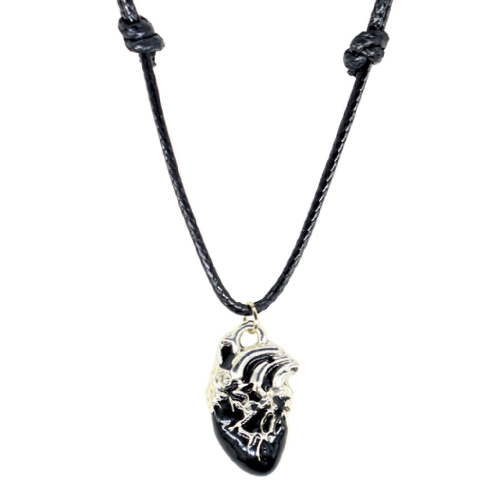 Black Heart Black Cord Necklace