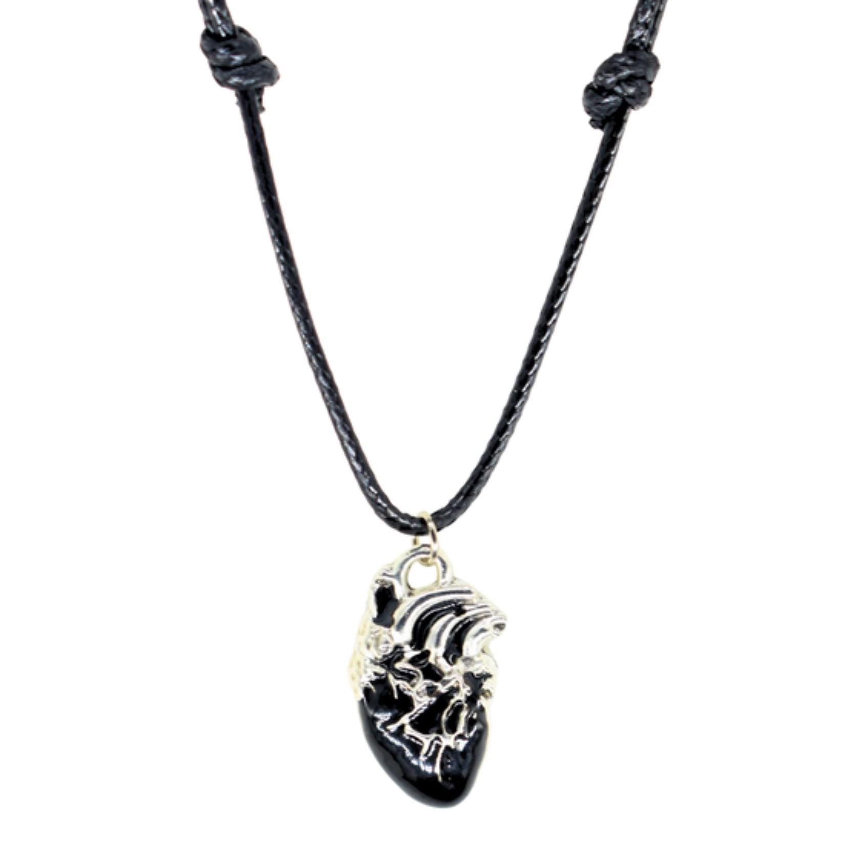 Black Heart Black Cord Necklace