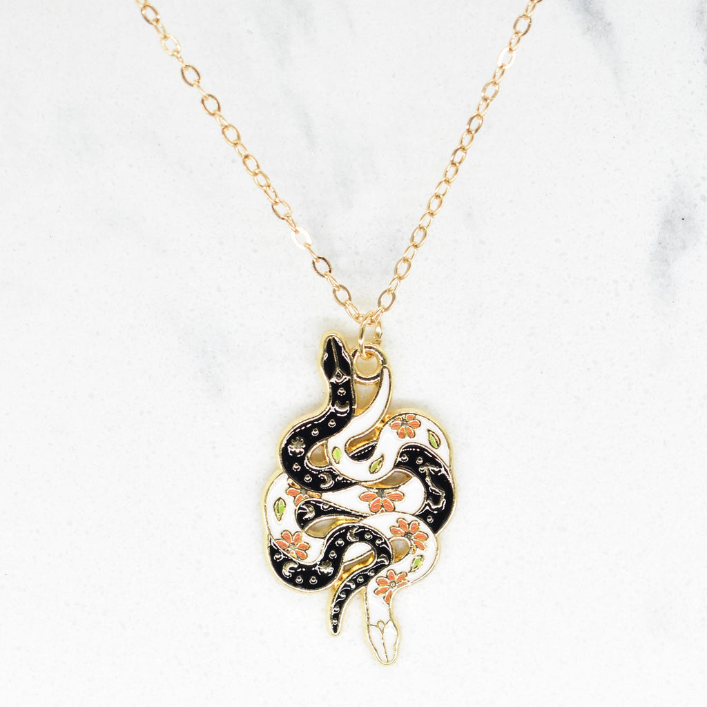 Bohemian Snakes Up & Down Boho Gold Chain Necklace