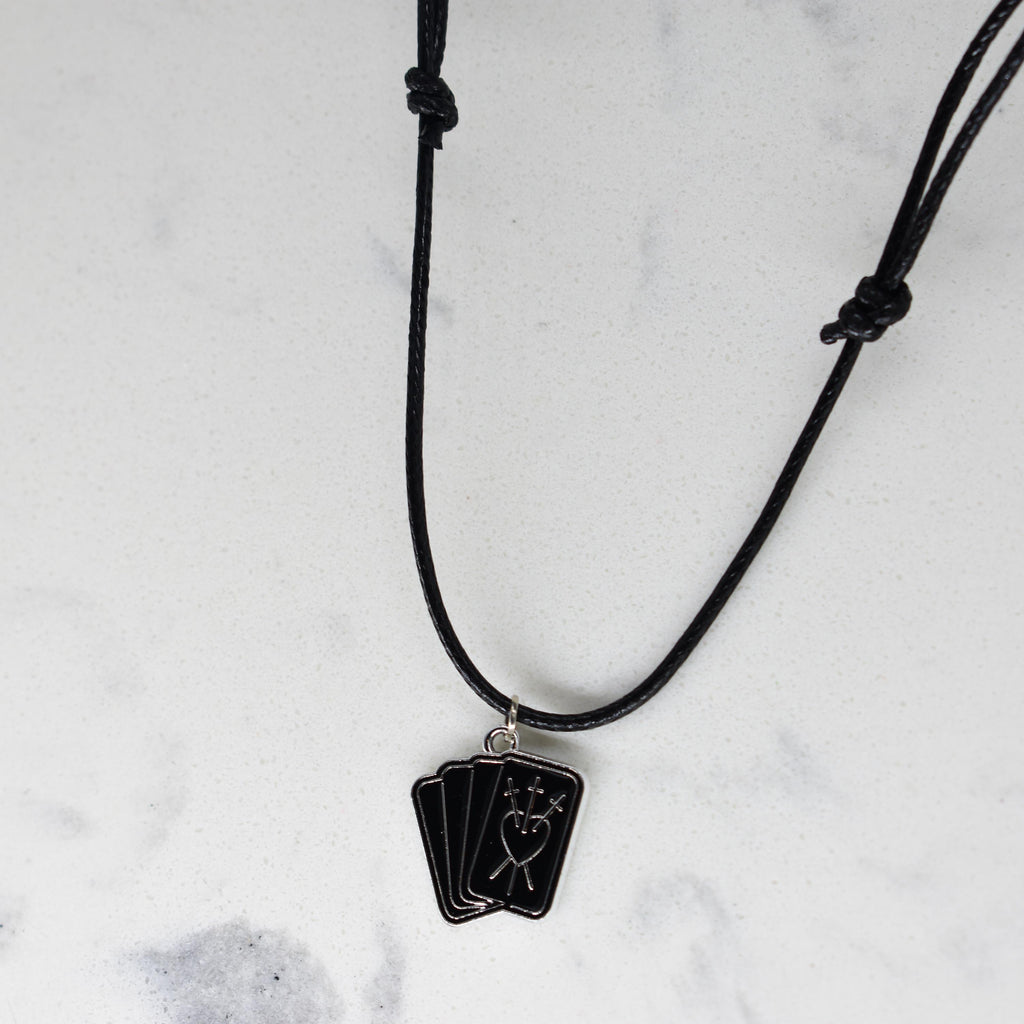 Tarot Cards Black Cord Enamel Necklace
