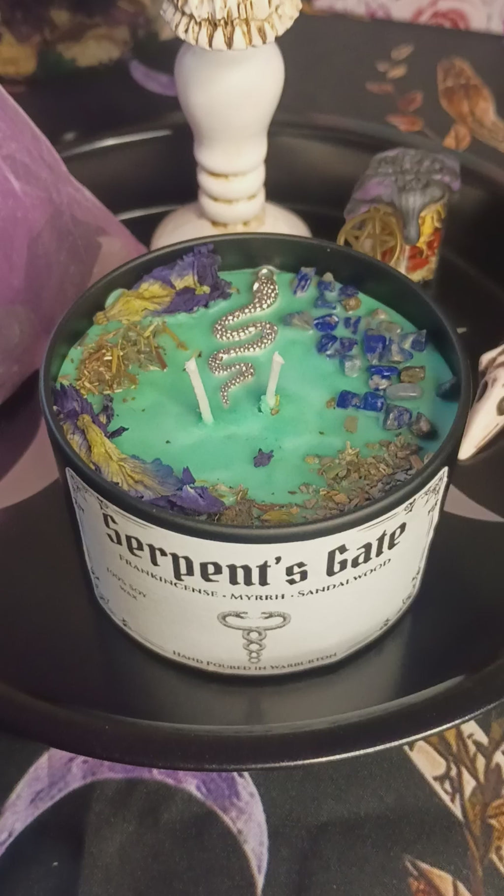 Serpents Gate Intention Candle Jar | Herb & Crystal Infused